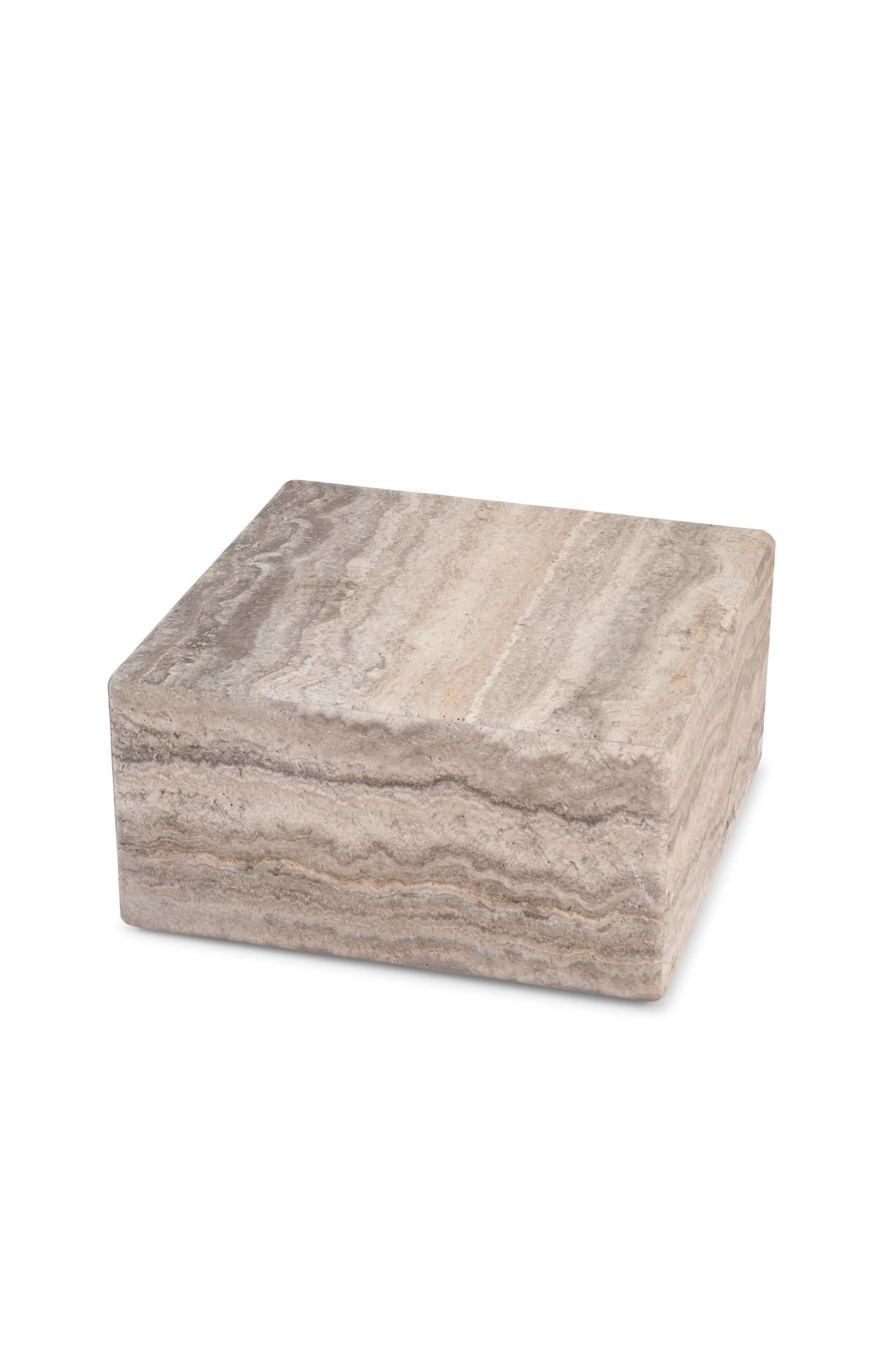 Square natural stone side table - Type: product