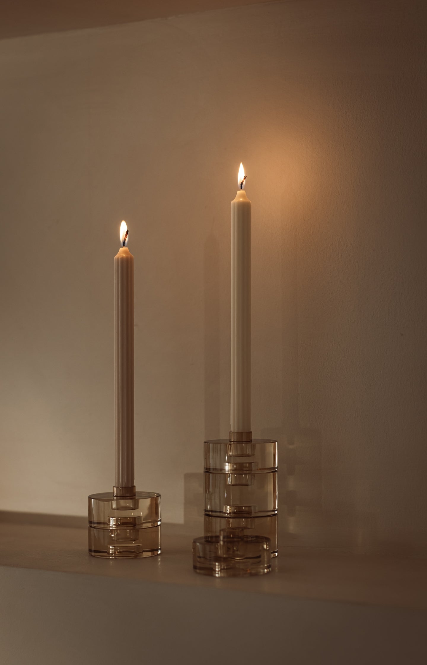 Stackable glass candle holder - small