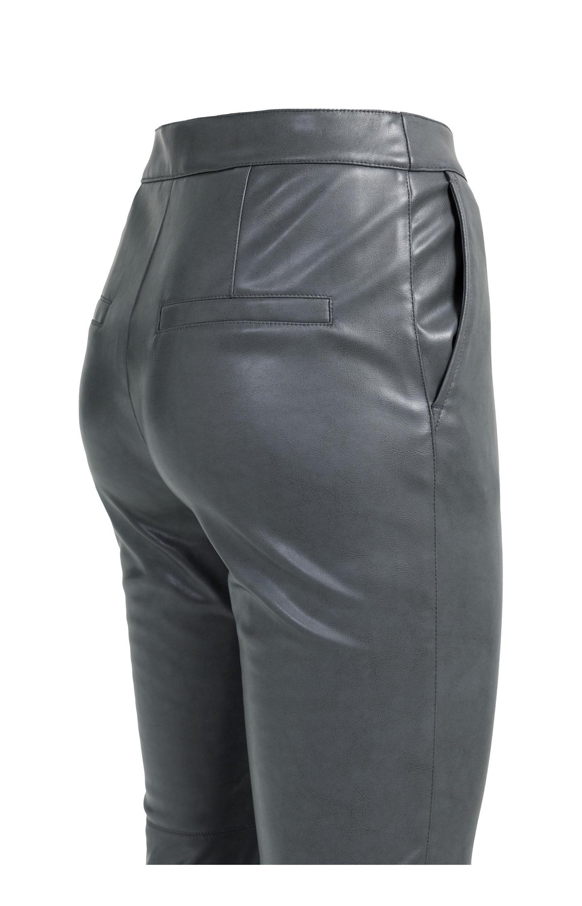 Stretchhose aus Lederimitat mit ausgestelltem Bein - Pavement Grey