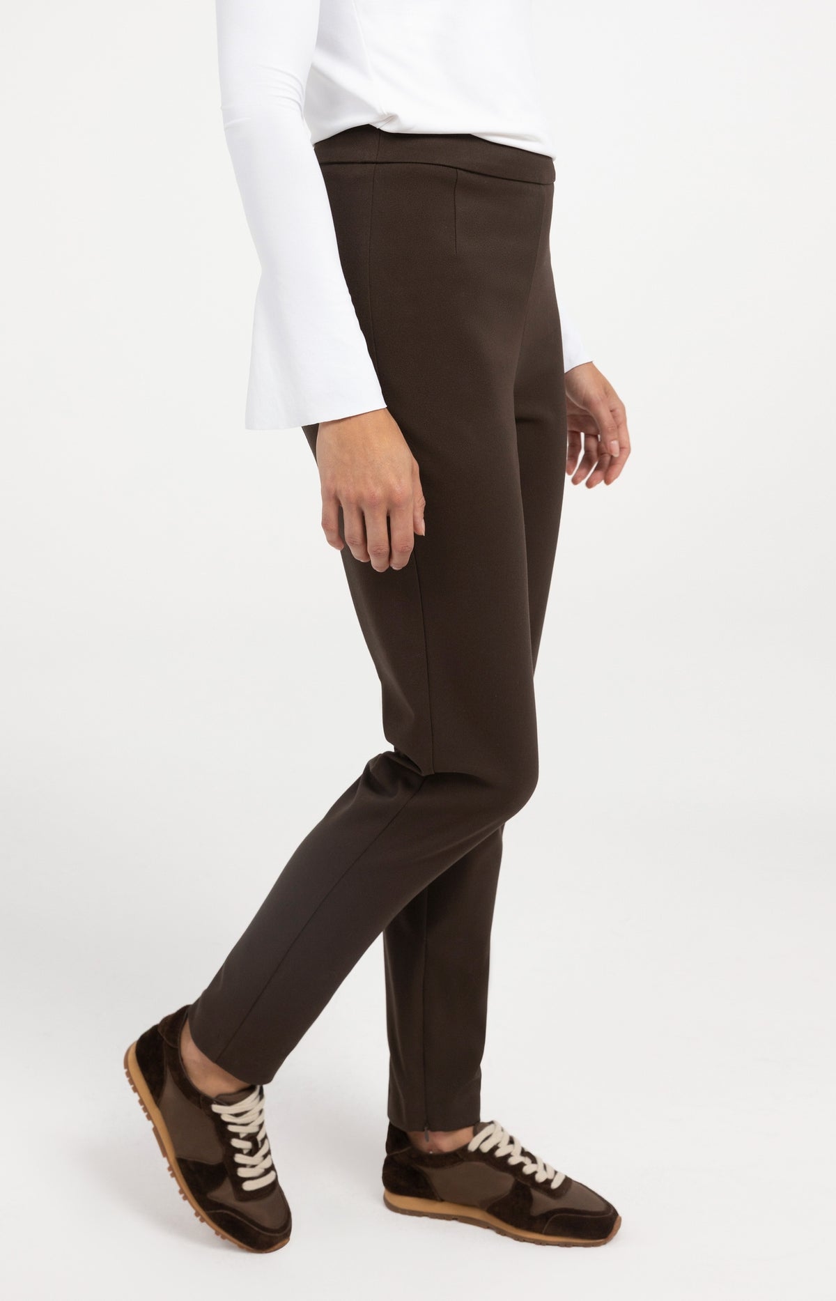 Stretch treggings with zip detail at hems - Delicioso Brown