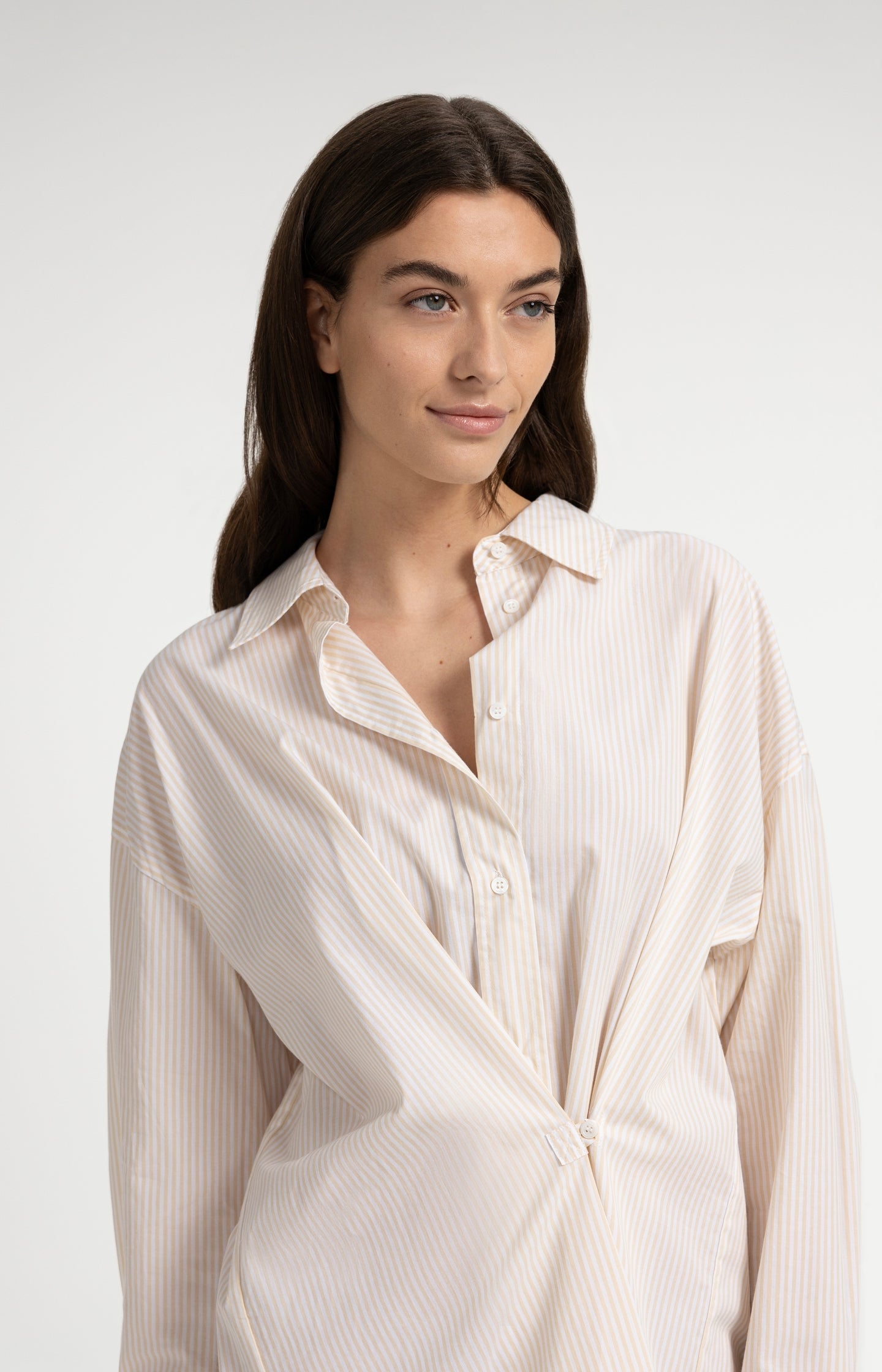 Striped blouse dress with wrap detail