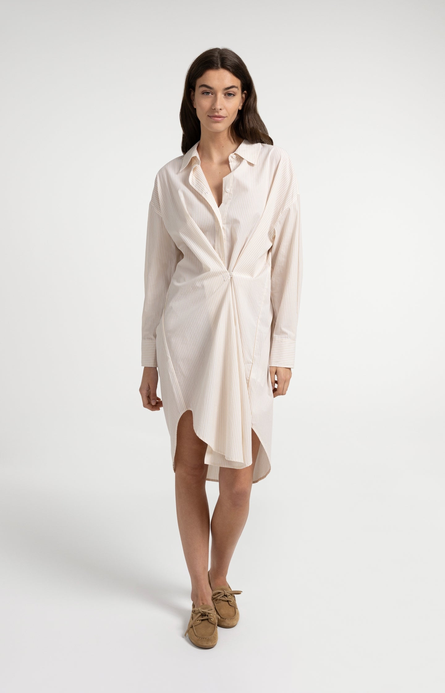 Striped blouse dress with wrap detail