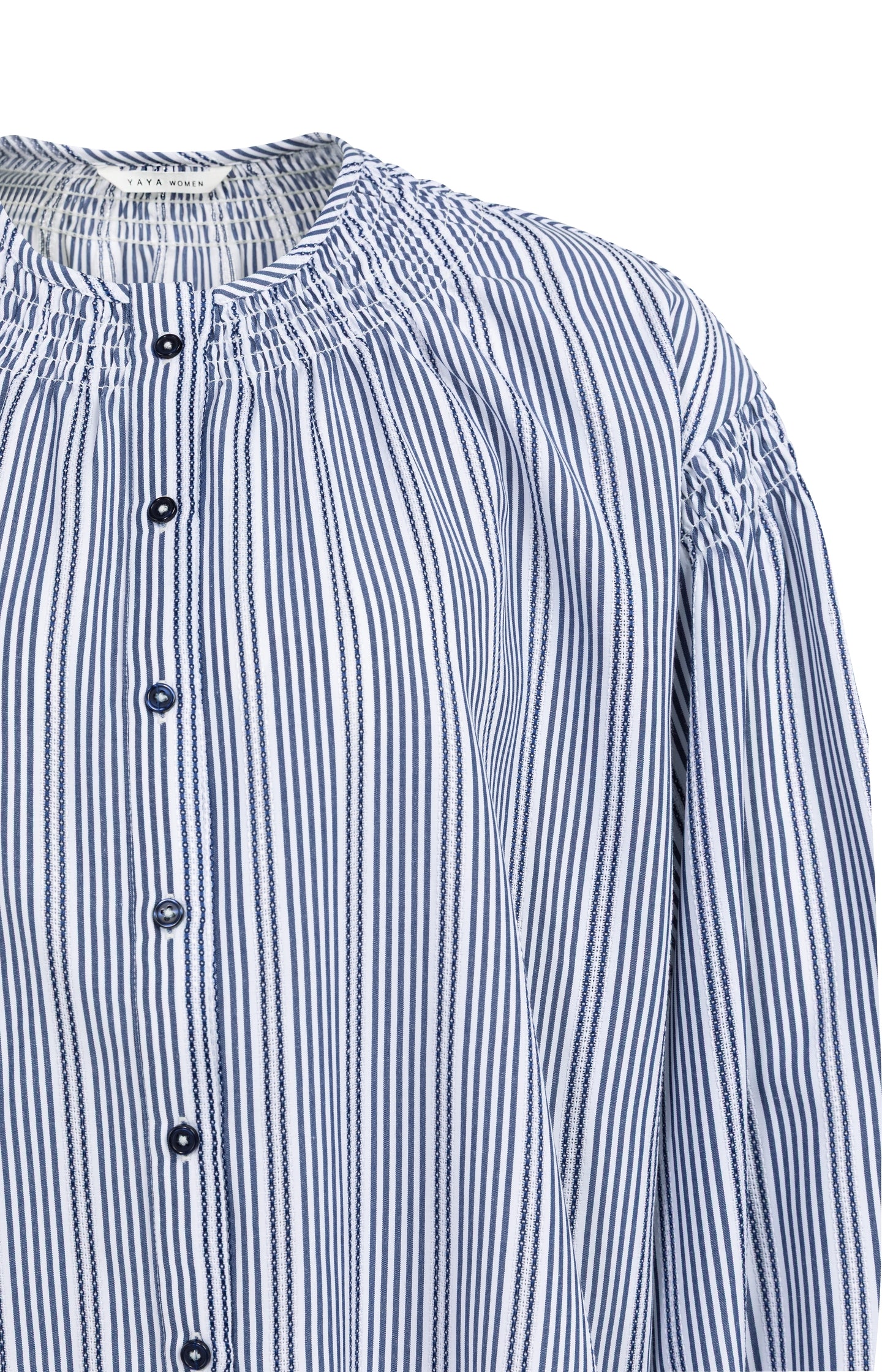 Striped blouse with shirred details at the shoulders