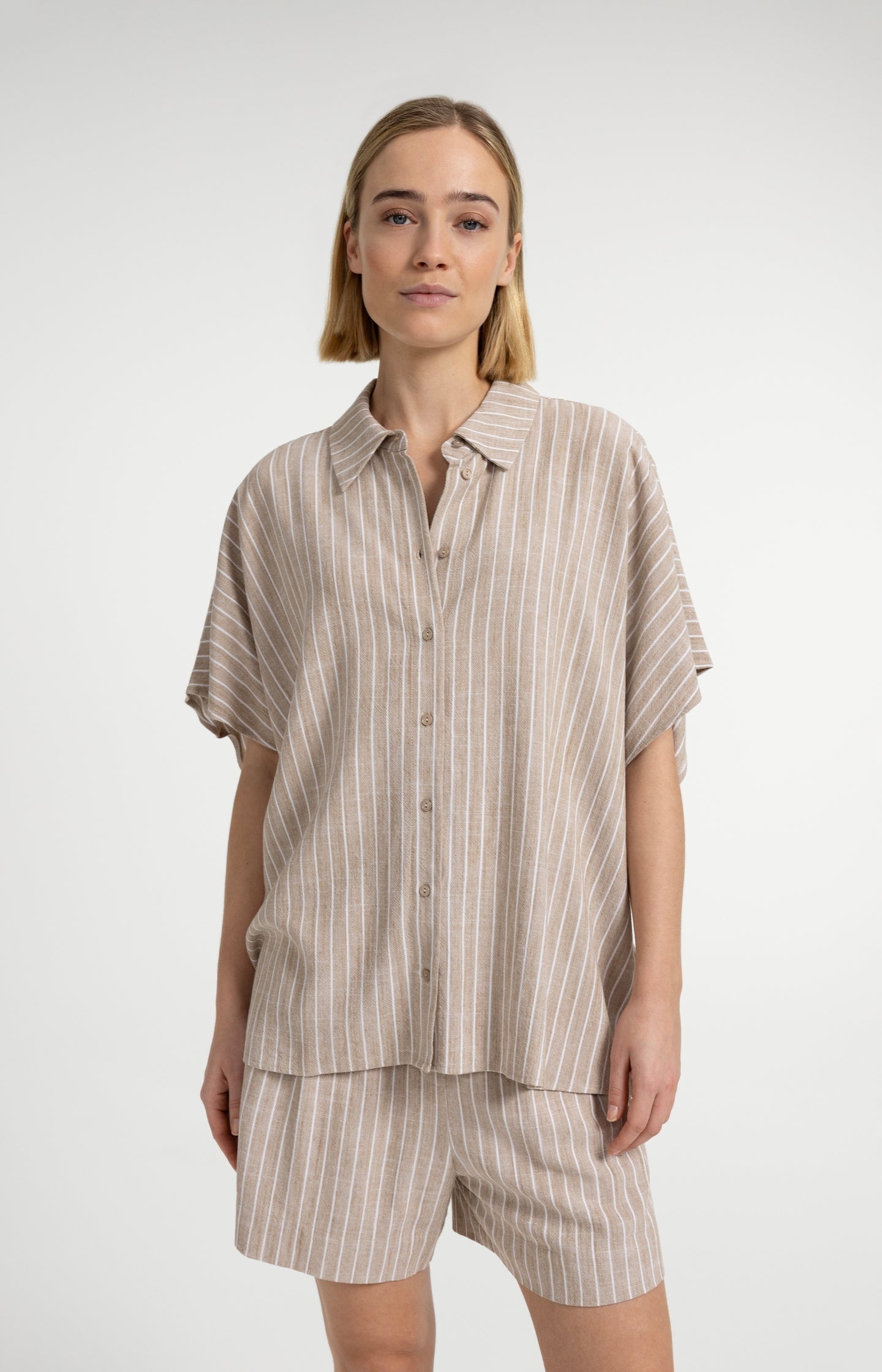 Striped blouse with short sleeves