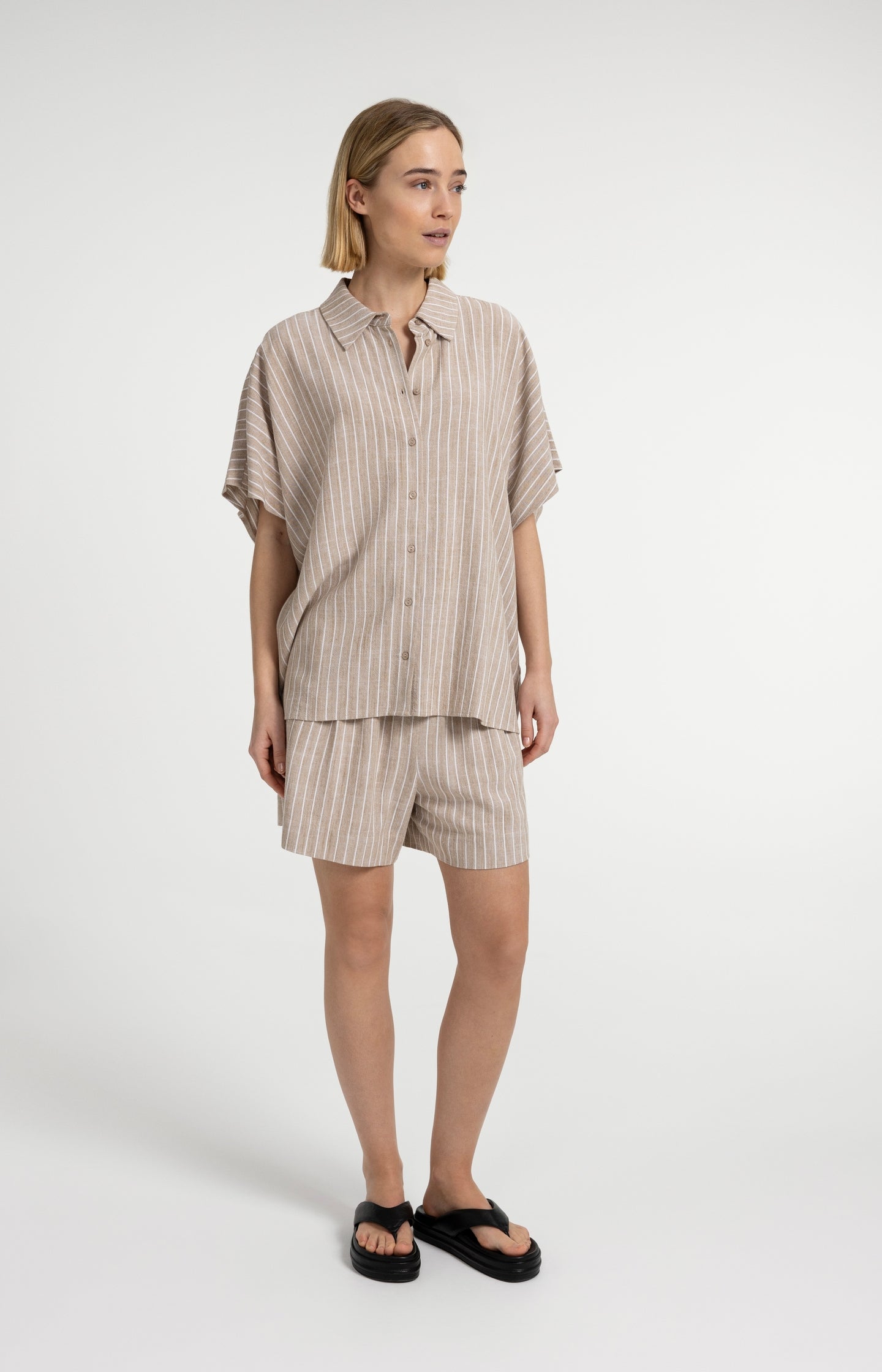 Striped blouse with short sleeves