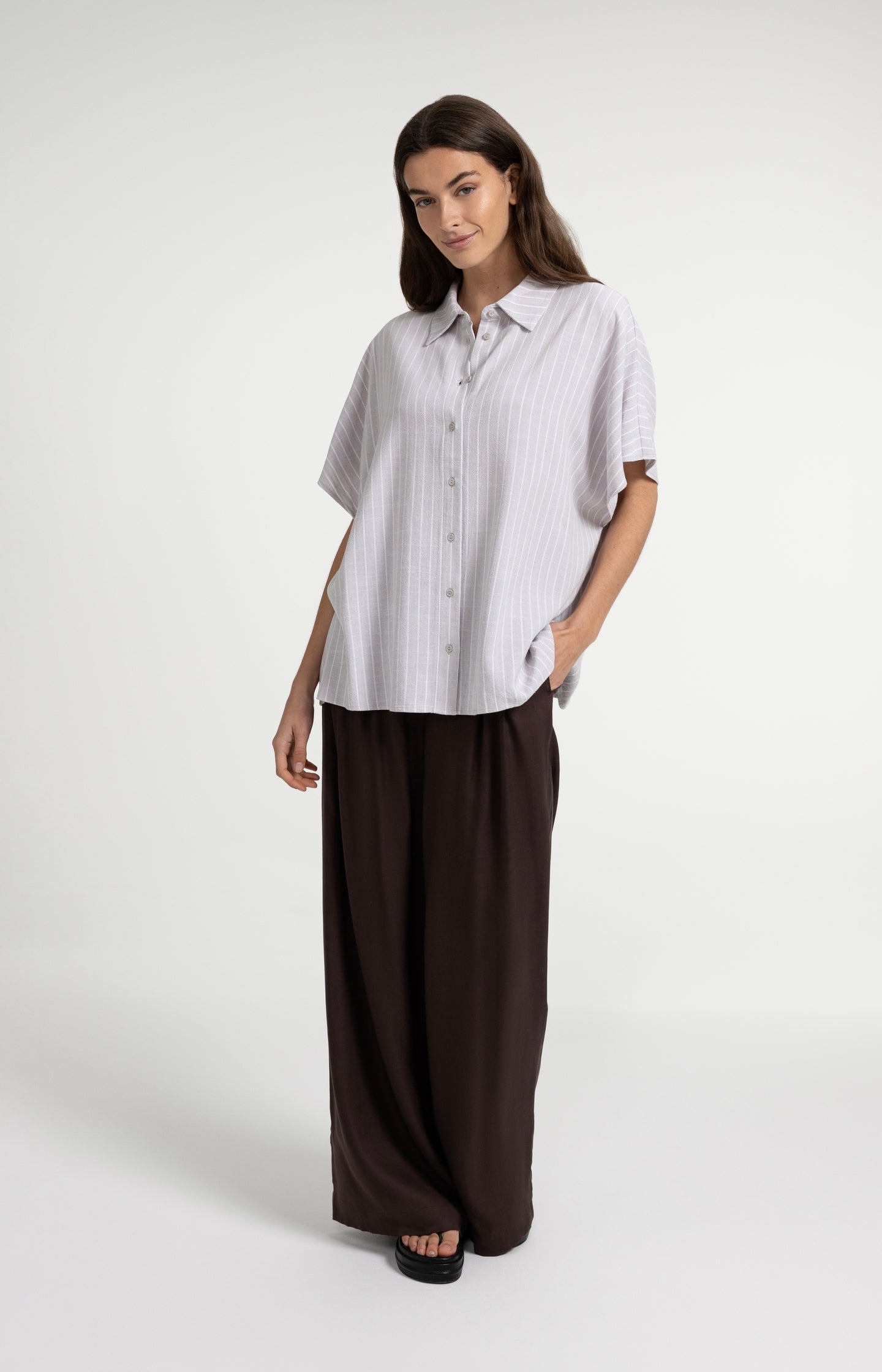 Striped blouse with short sleeves