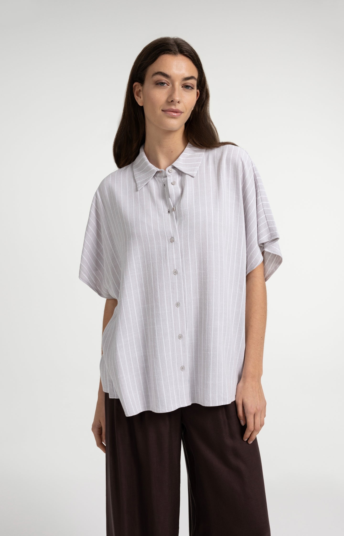 Striped blouse with short sleeves