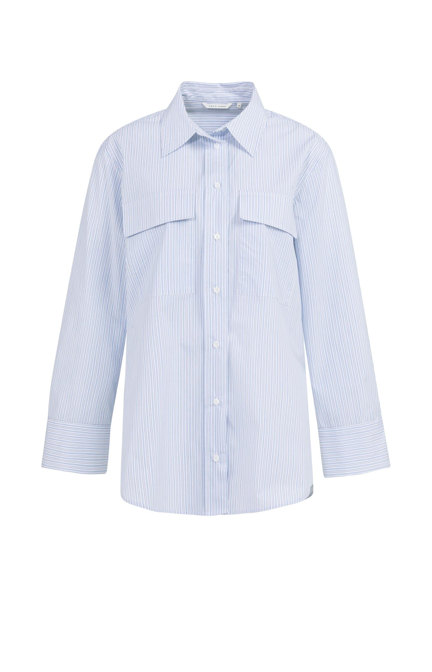 Striped boyfriend blouse with adjustable cuffs
