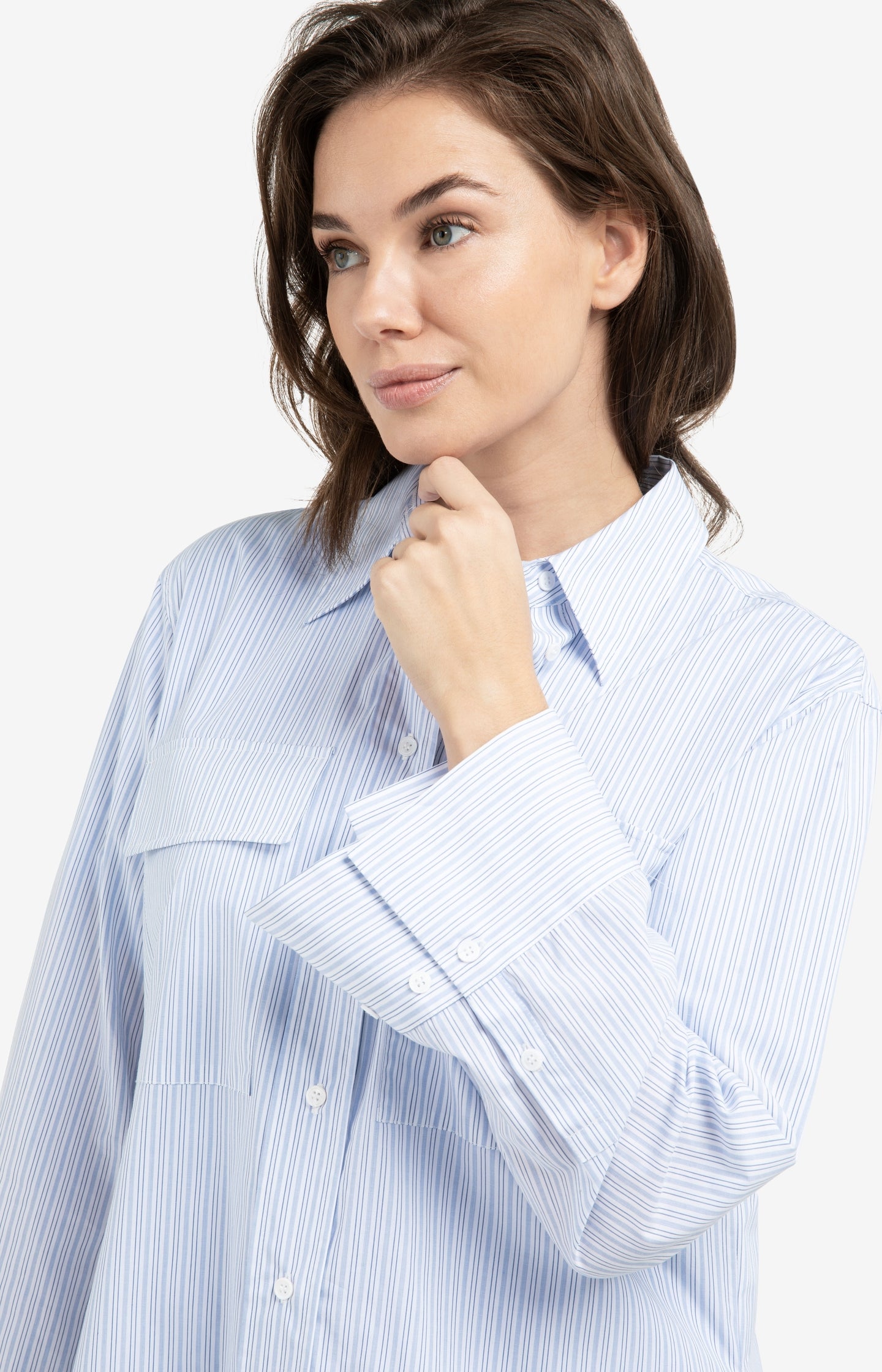 Striped boyfriend blouse with adjustable cuffs