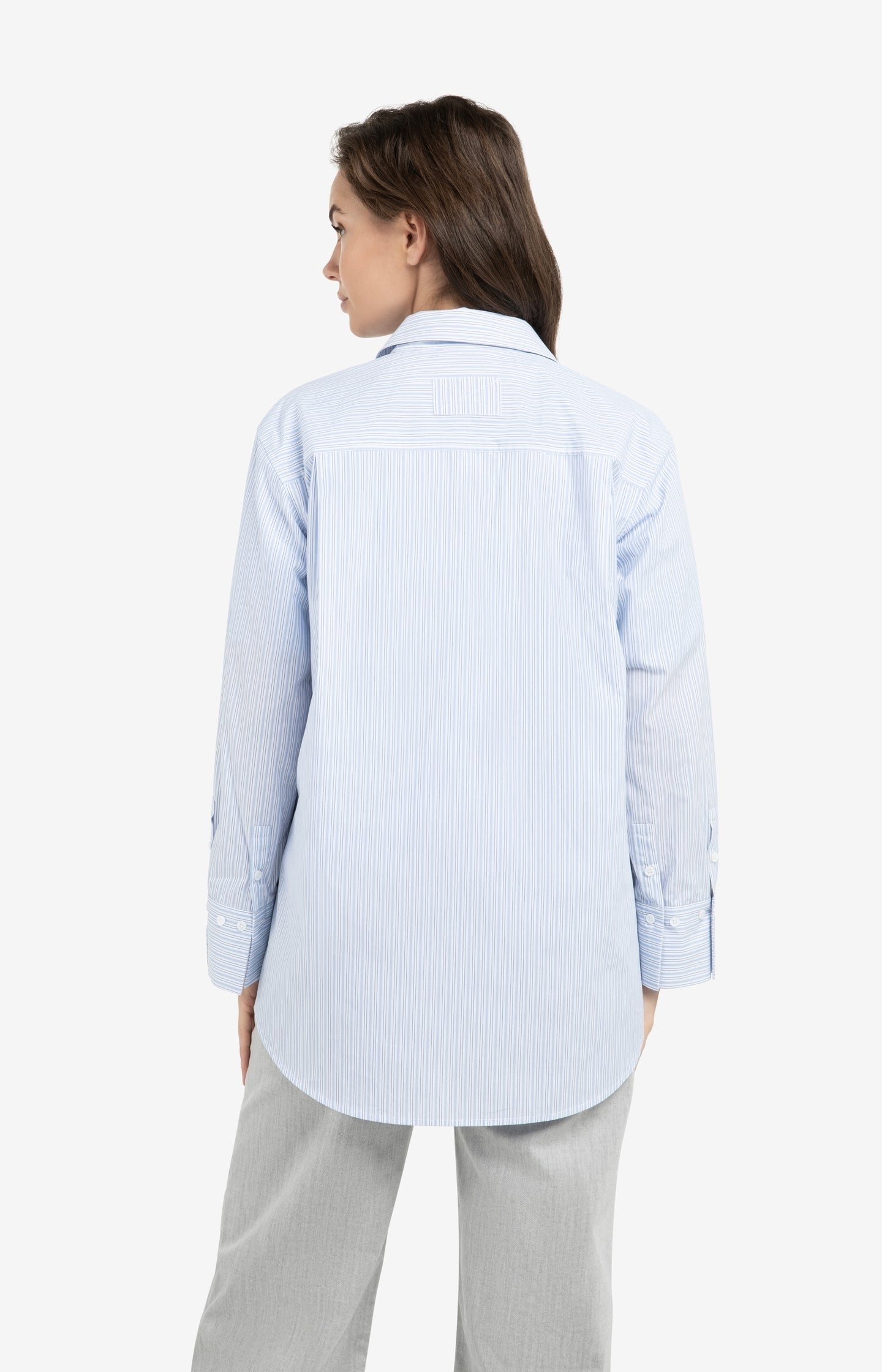 Striped boyfriend blouse with adjustable cuffs