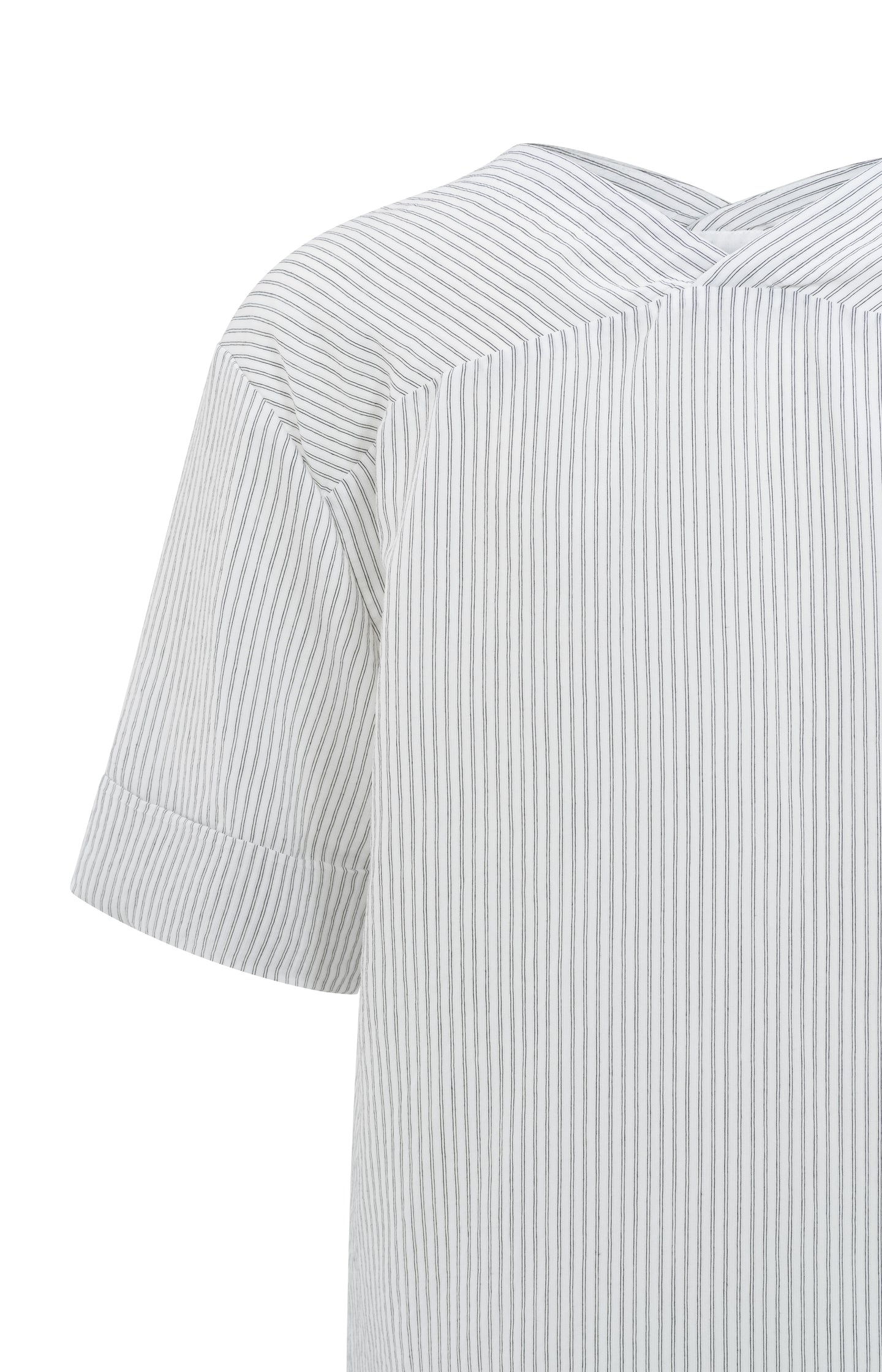 Striped dress with V-neck and crossover back
