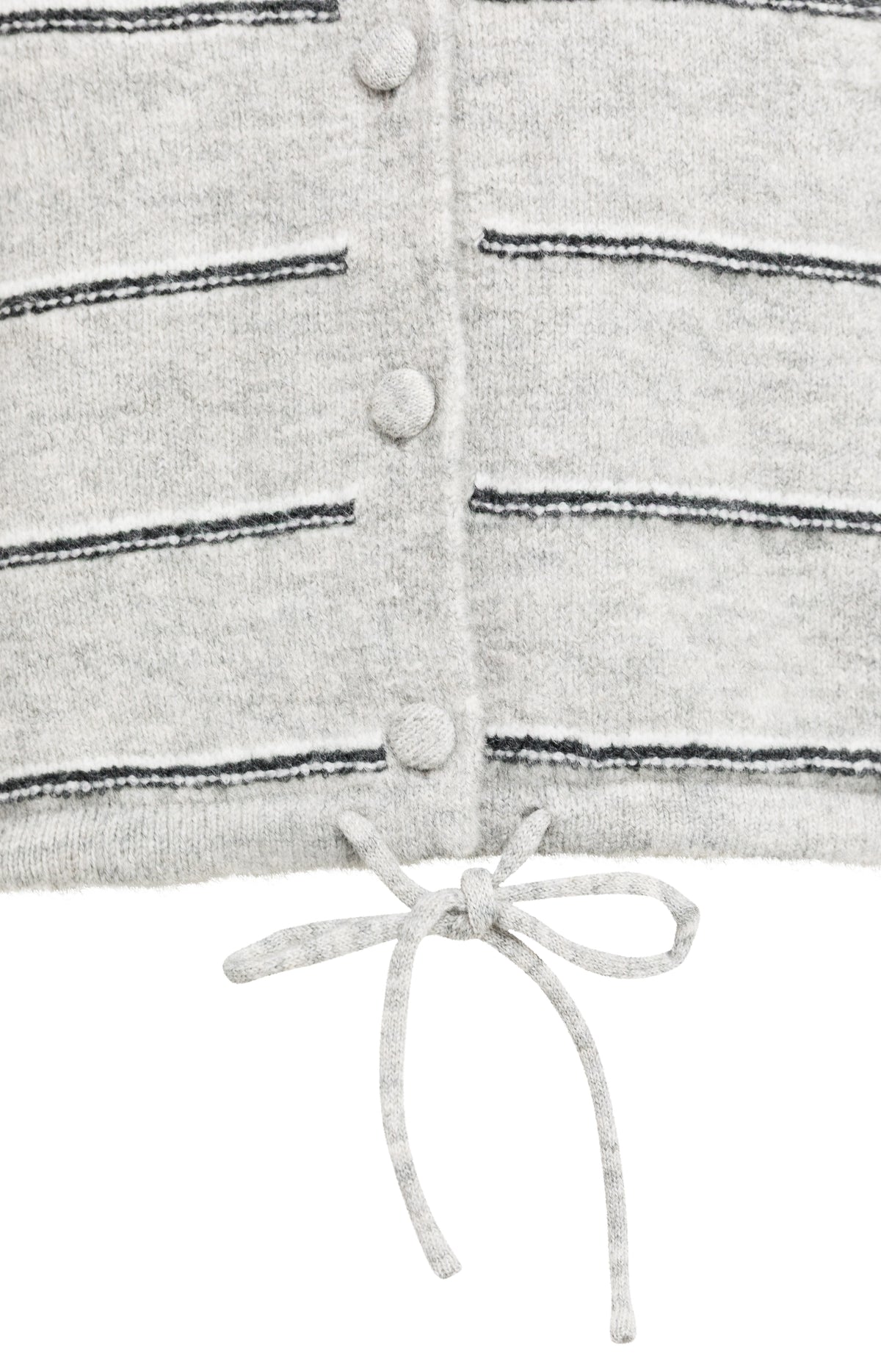 Striped knitted cardigan with tie detail