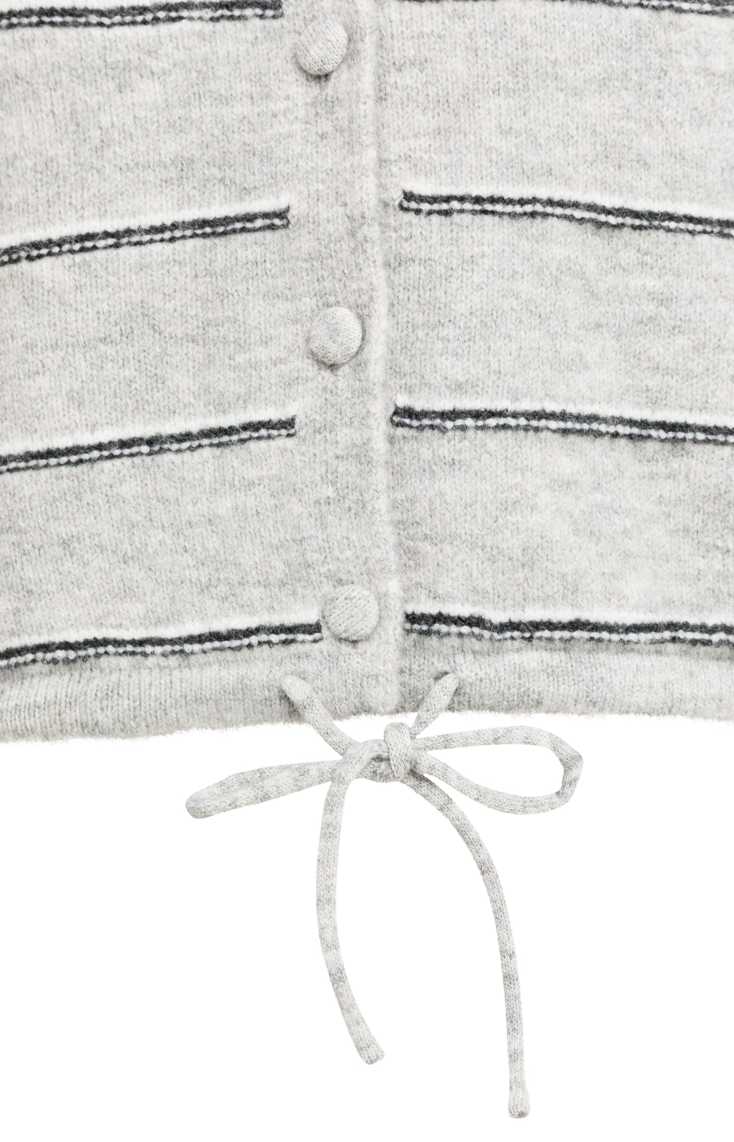 Striped knitted cardigan with tie detail