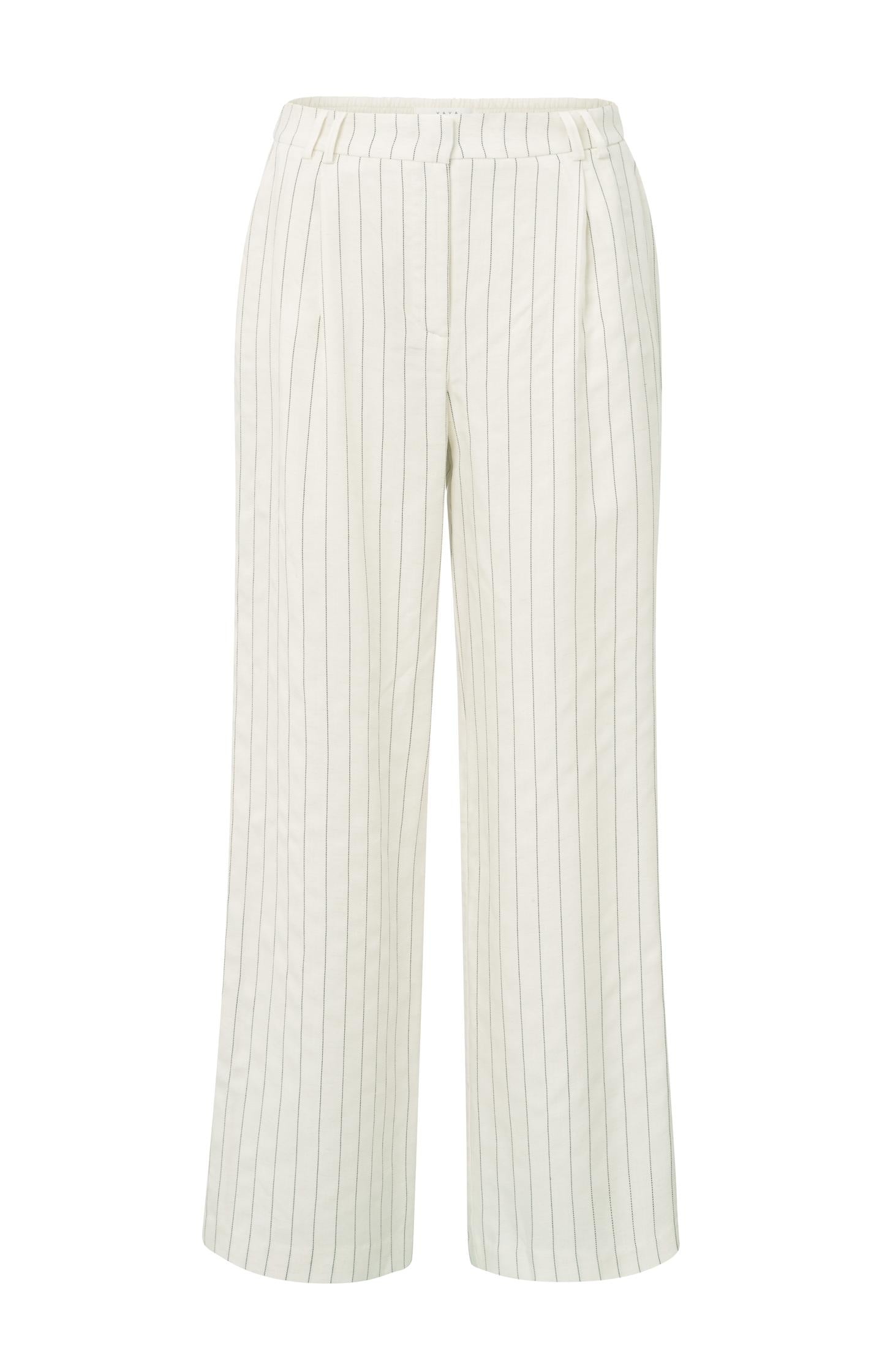 Striped linen-blend trousers with wide legs - Type: product
