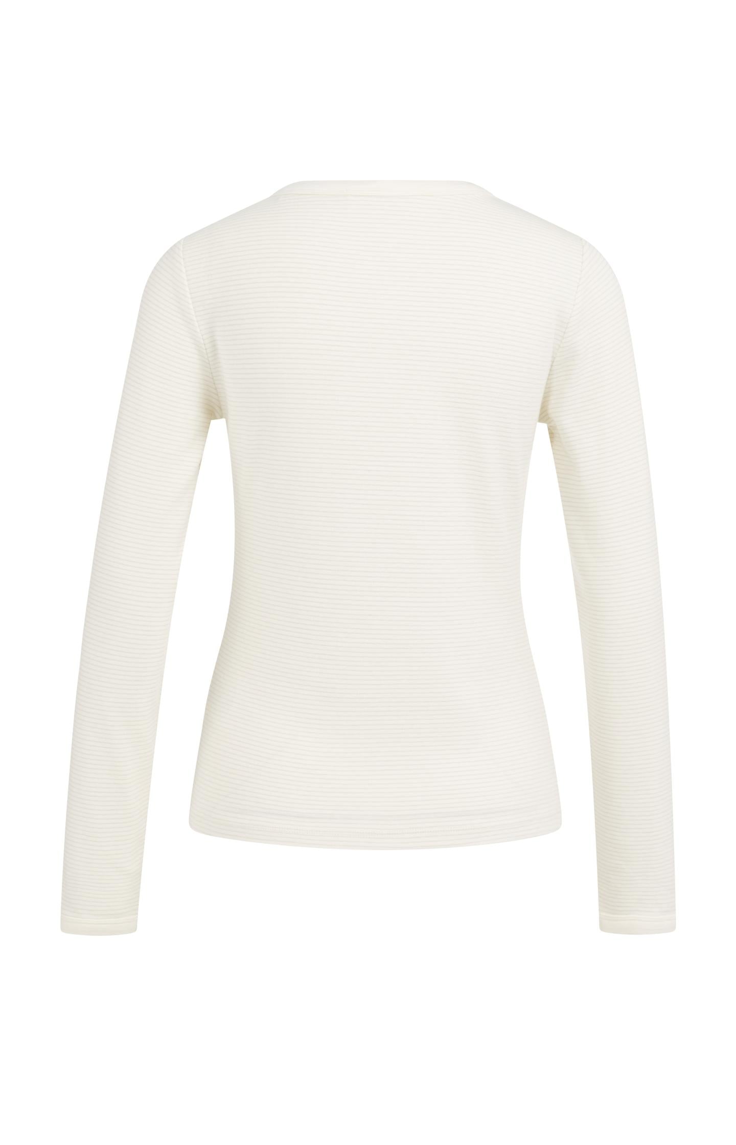 Striped long sleeve top with round neckline