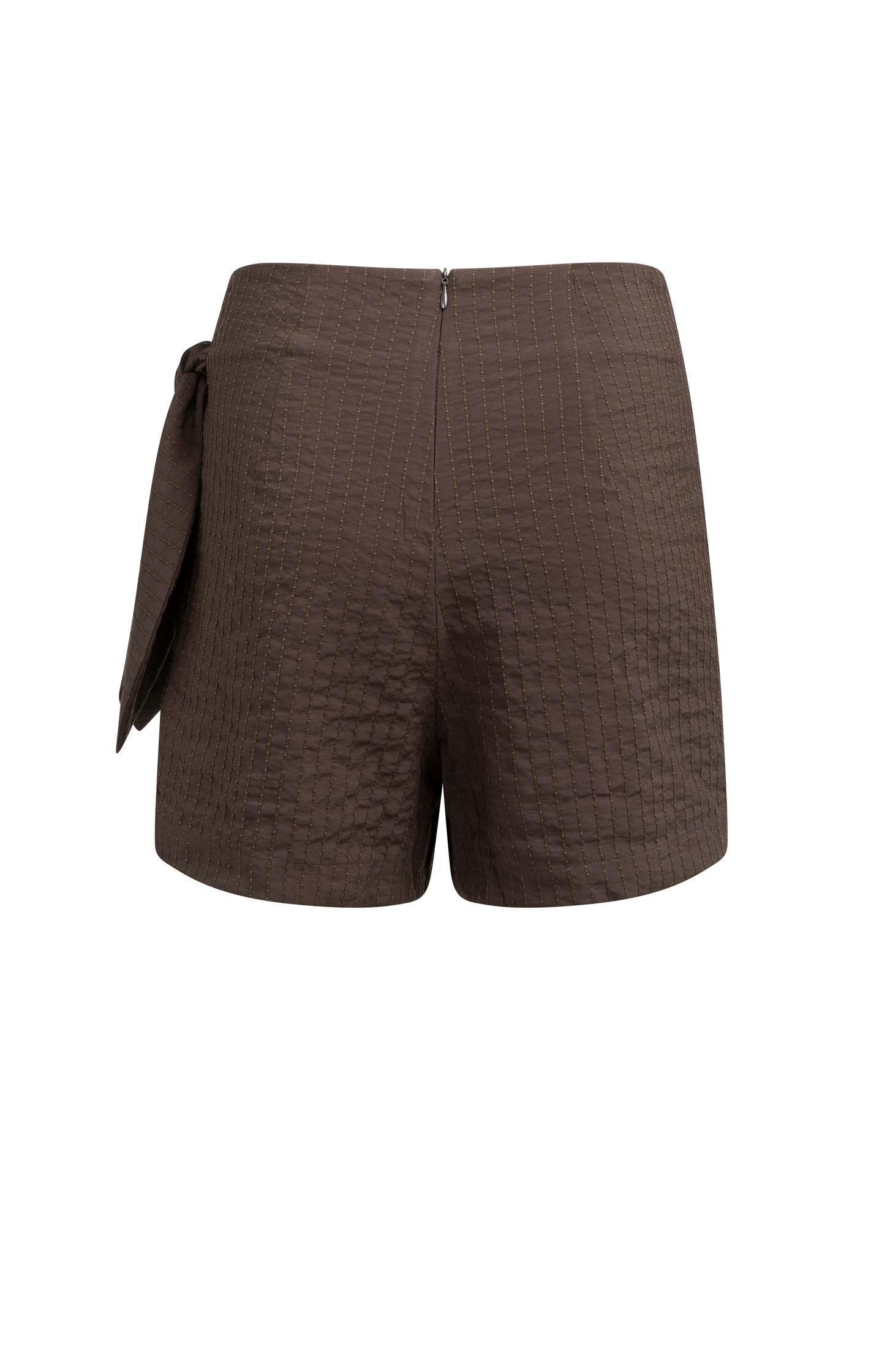 Striped skort with wrap-effect and tie detail - Type: lookbook