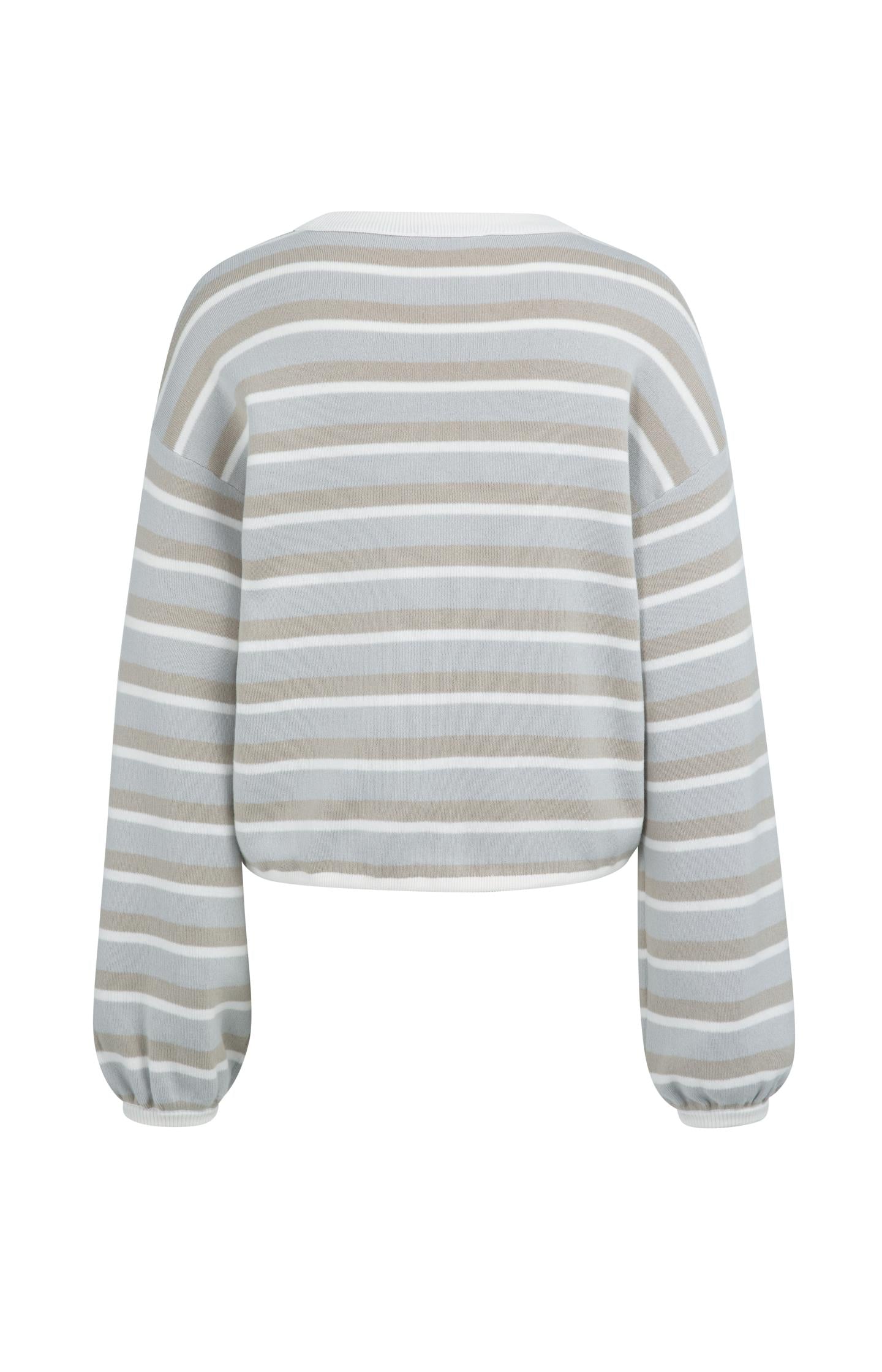 Striped sweater with drawstring hem