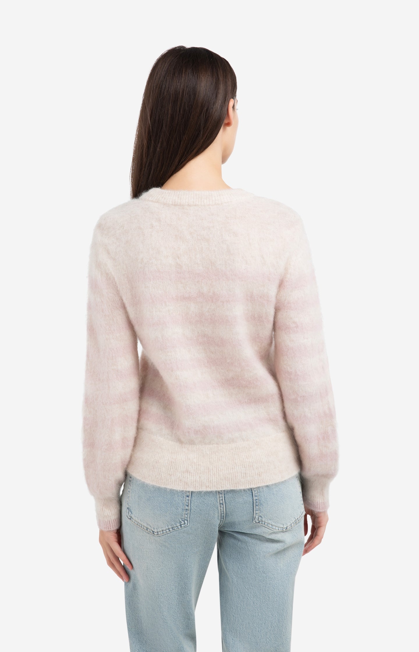 Striped sweater with round neck and long sleeves