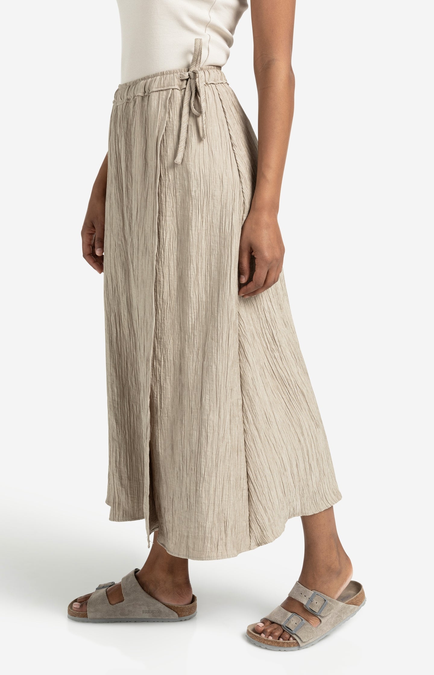 Structured midi skirt with tie detail and wrap look