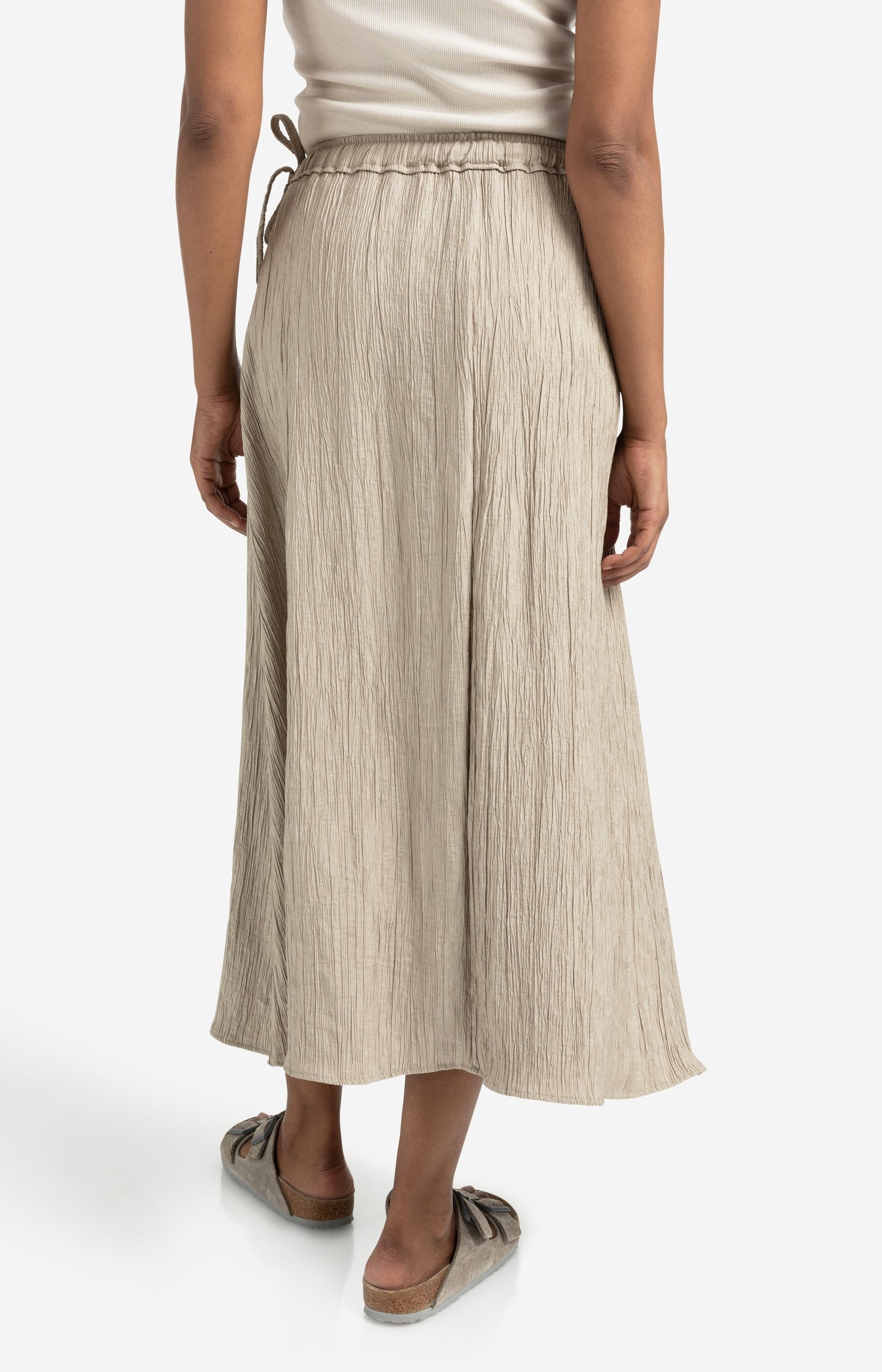 Structured midi skirt with tie detail and wrap look