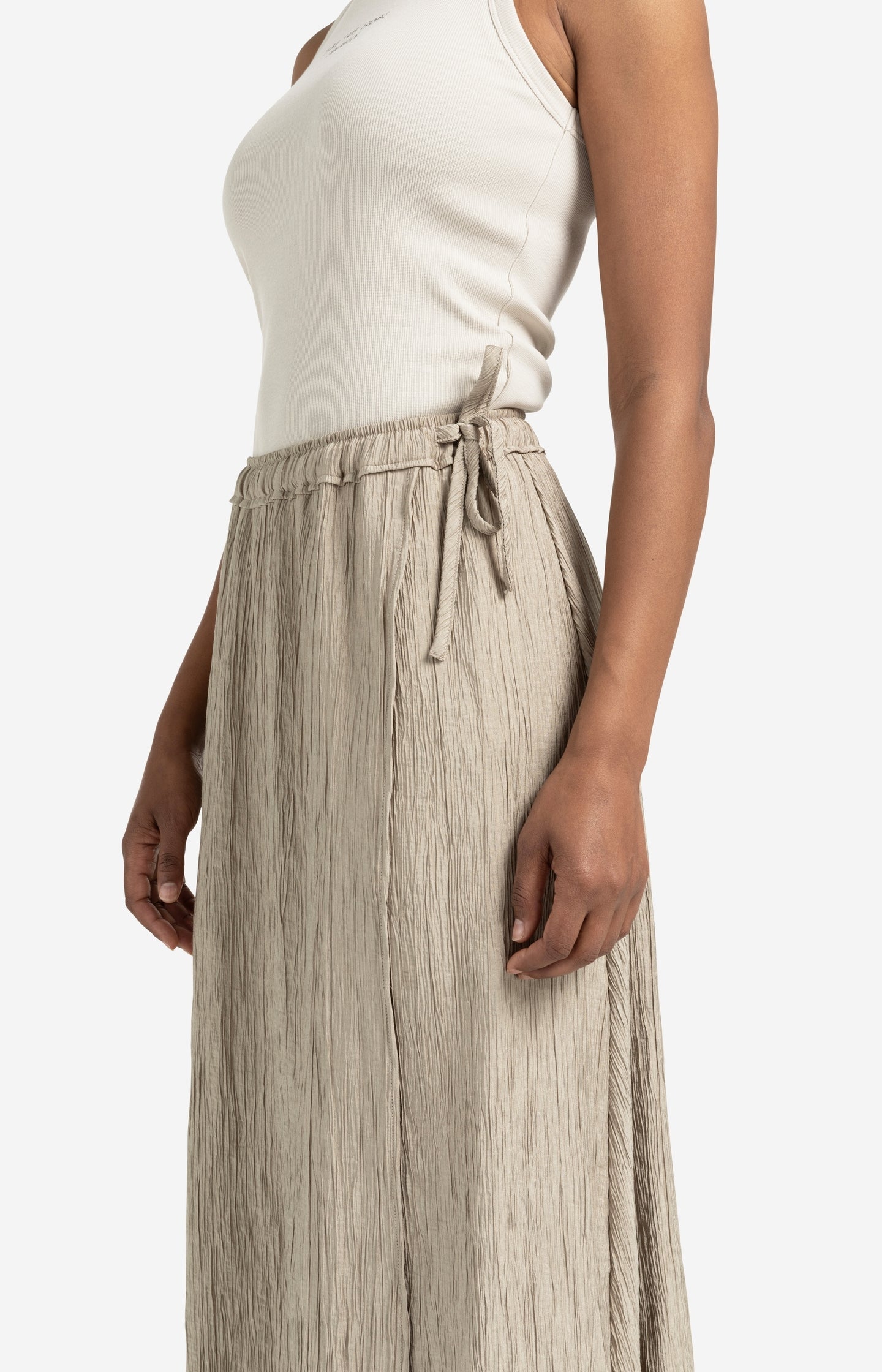 Structured midi skirt with tie detail and wrap look