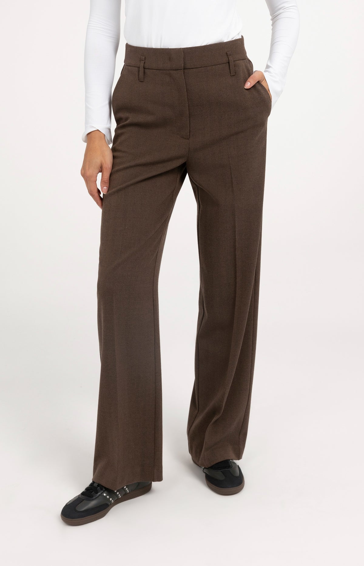 Structured straight leg tailored trousers - Brown
