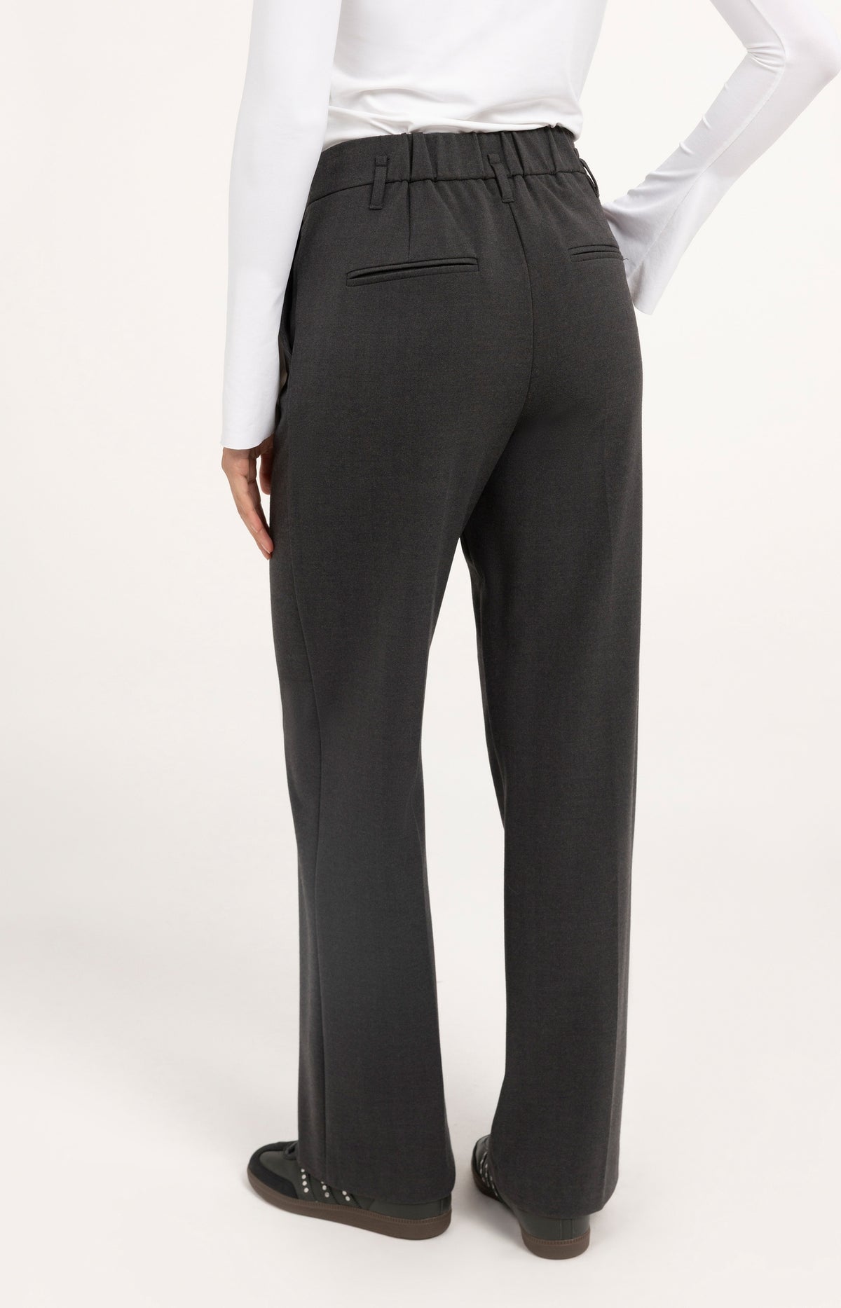 Structured straight leg tailored trousers - Black