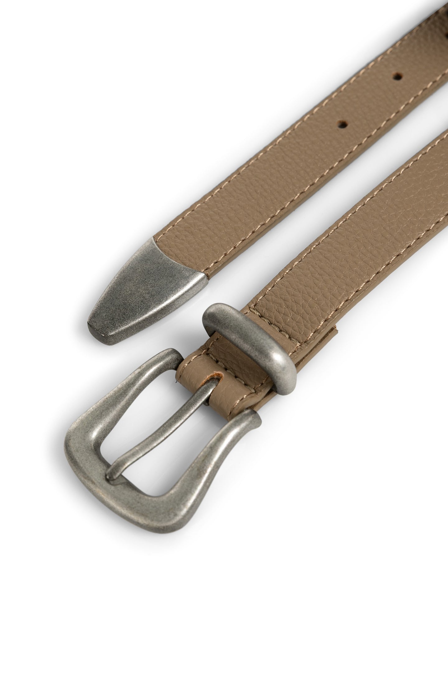 Studded leather belt with silver buckle - Type: product