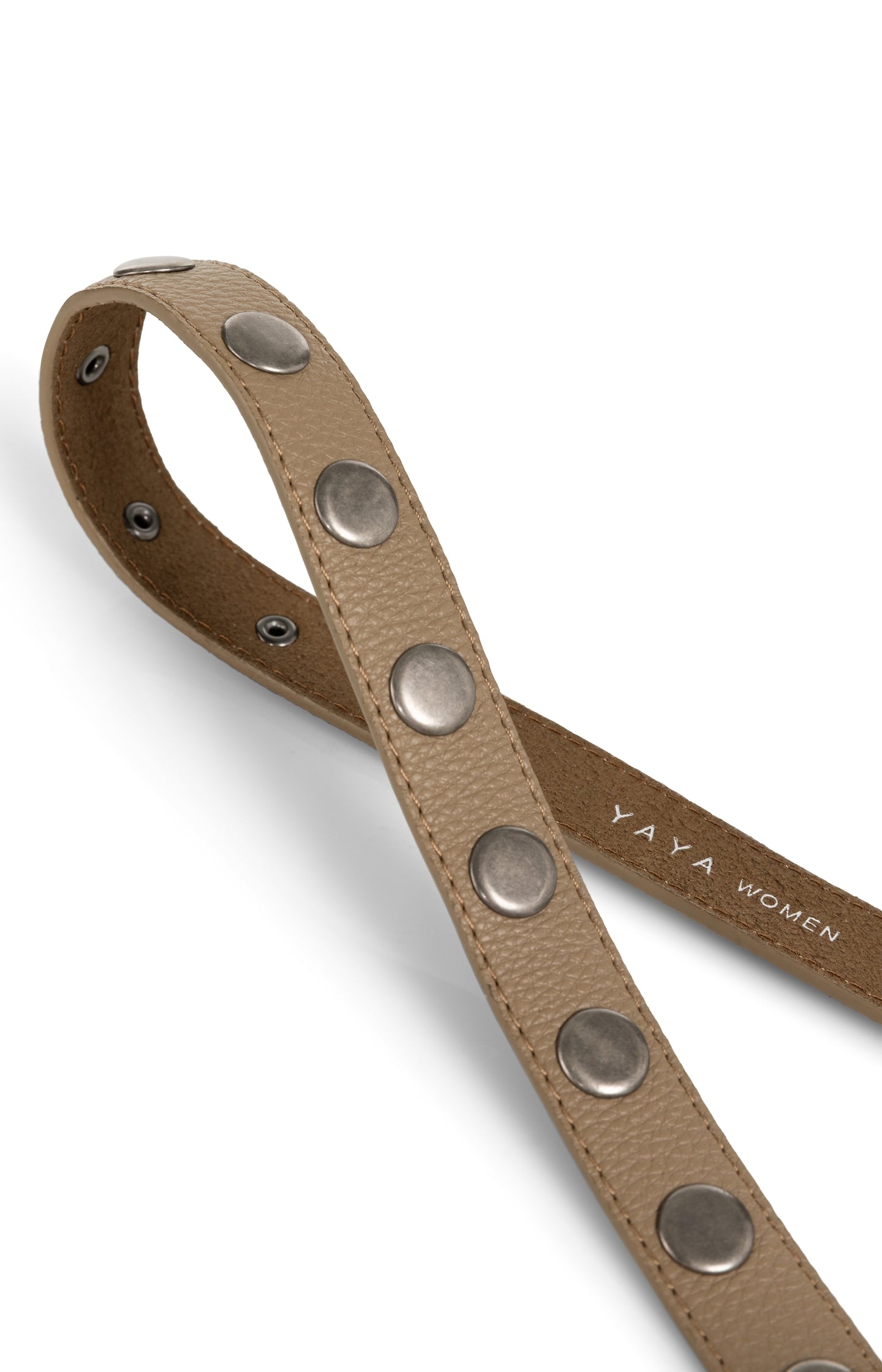 Studded leather belt with silver buckle - Type: product