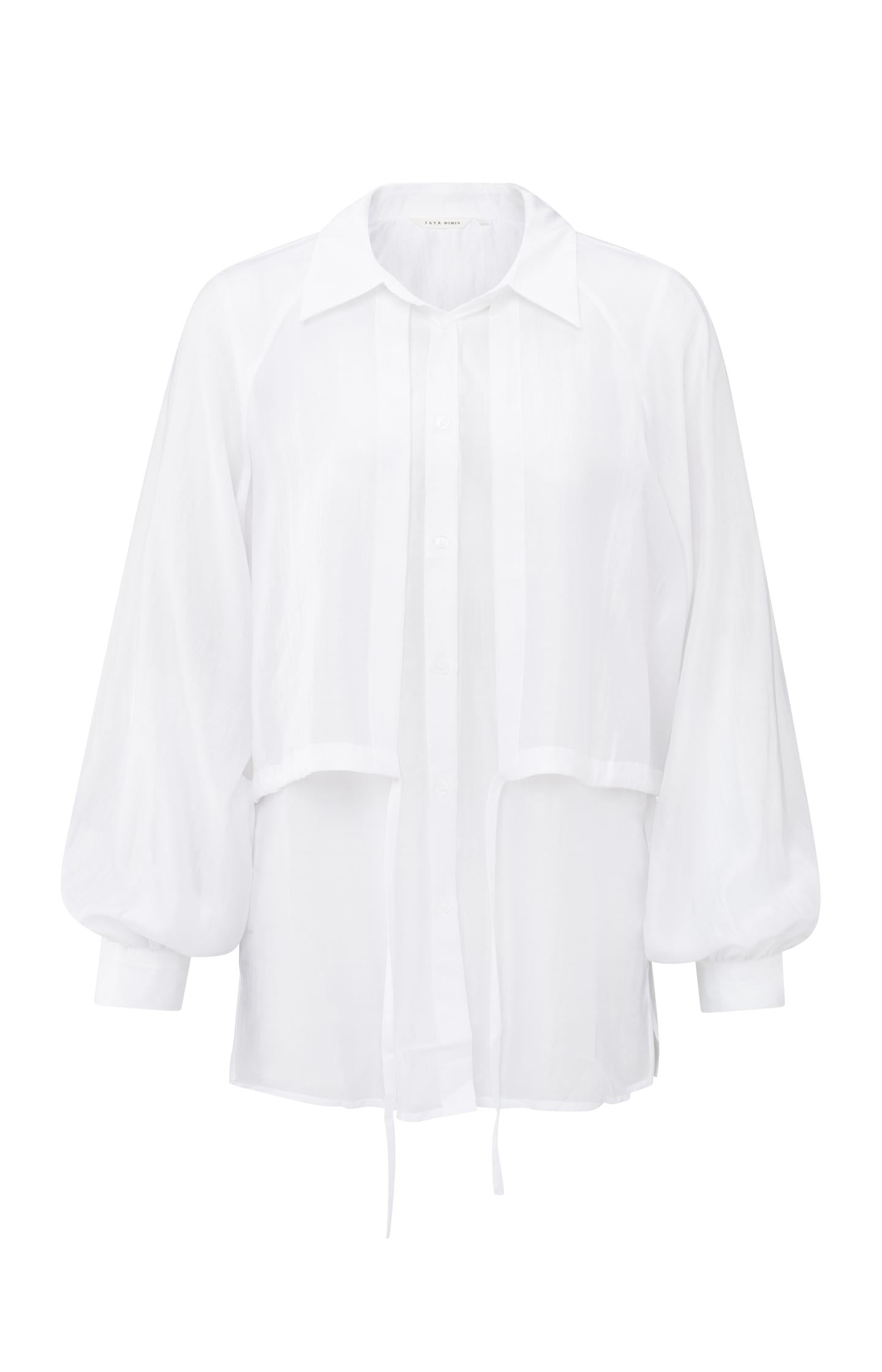 Subtle shiny blouse with double layer and sballoon sleeves - Type: product