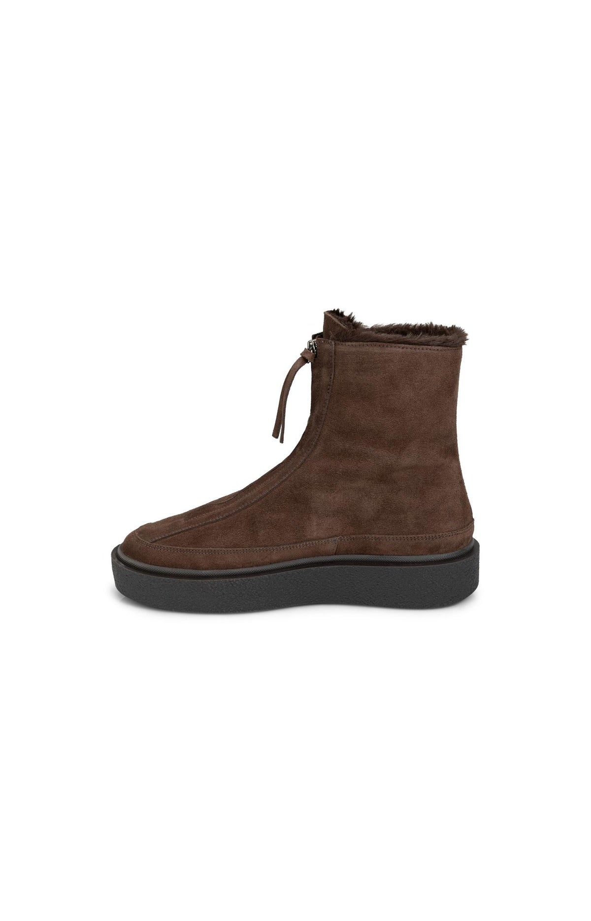 Suede ankle boots with zip and soft lining - Hole Black