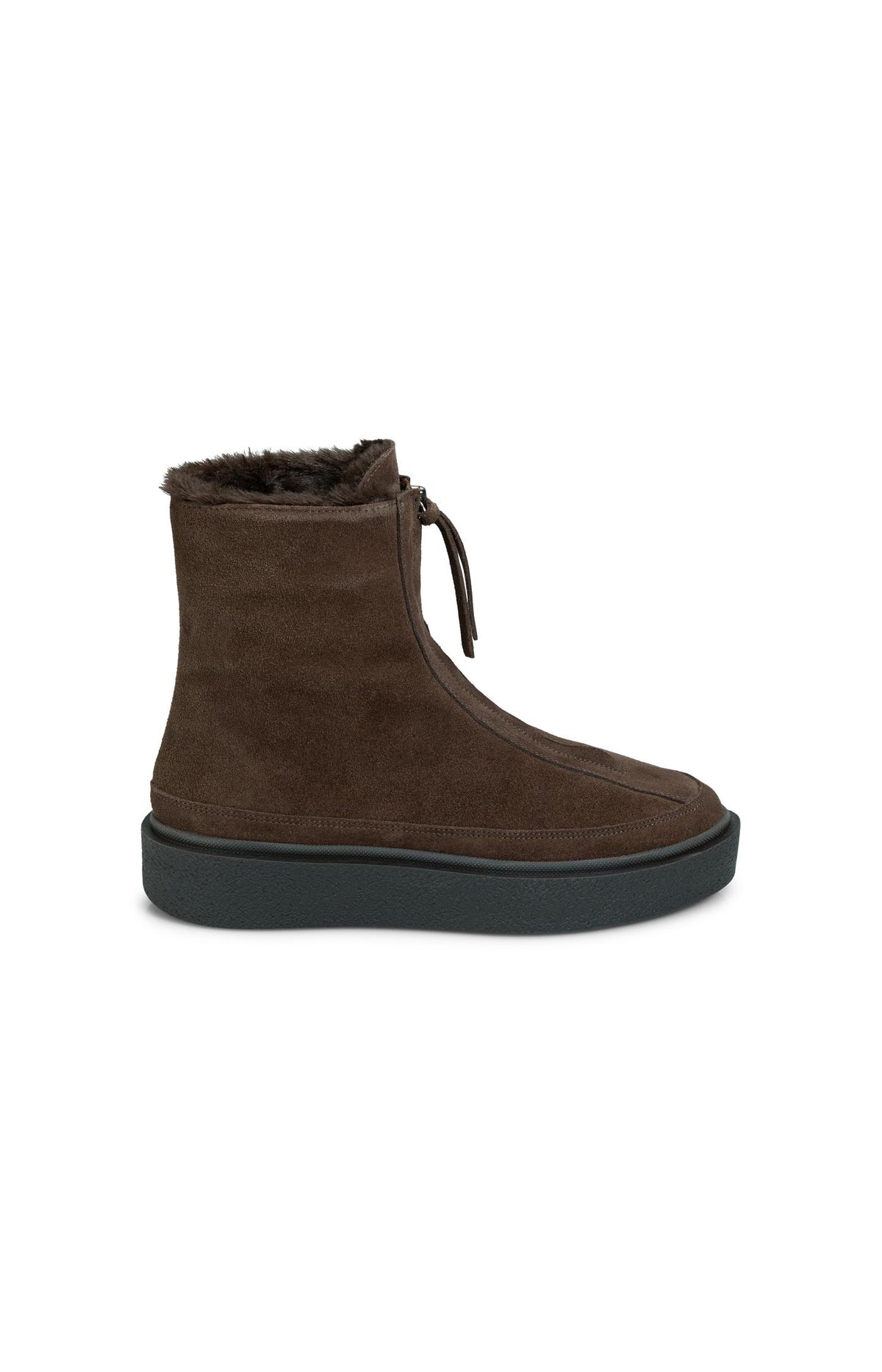 Stiefeletten aus Veloursleder mit Reißverschluss - Cocoa Brown