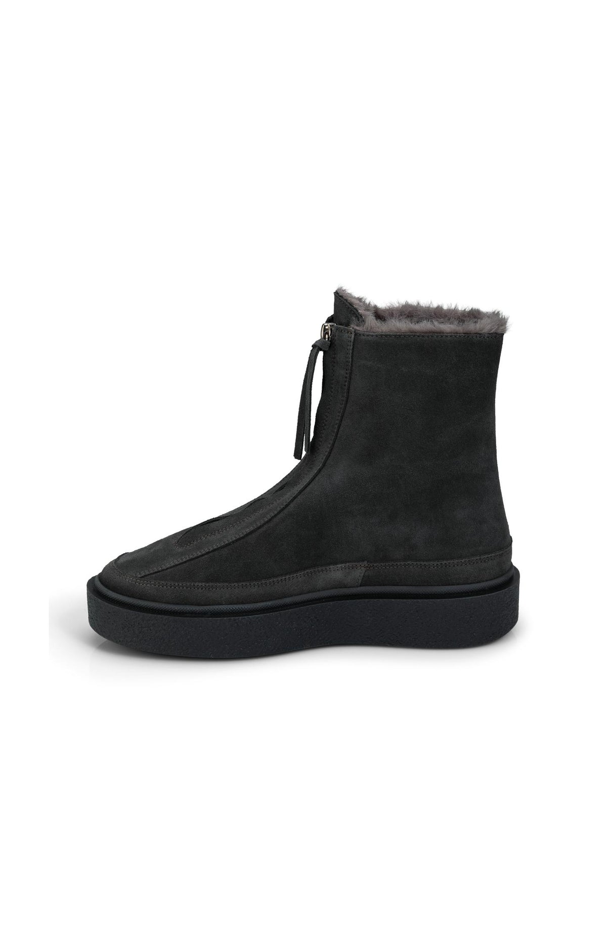 Suede ankle boots with zip and soft lining - Hole Black