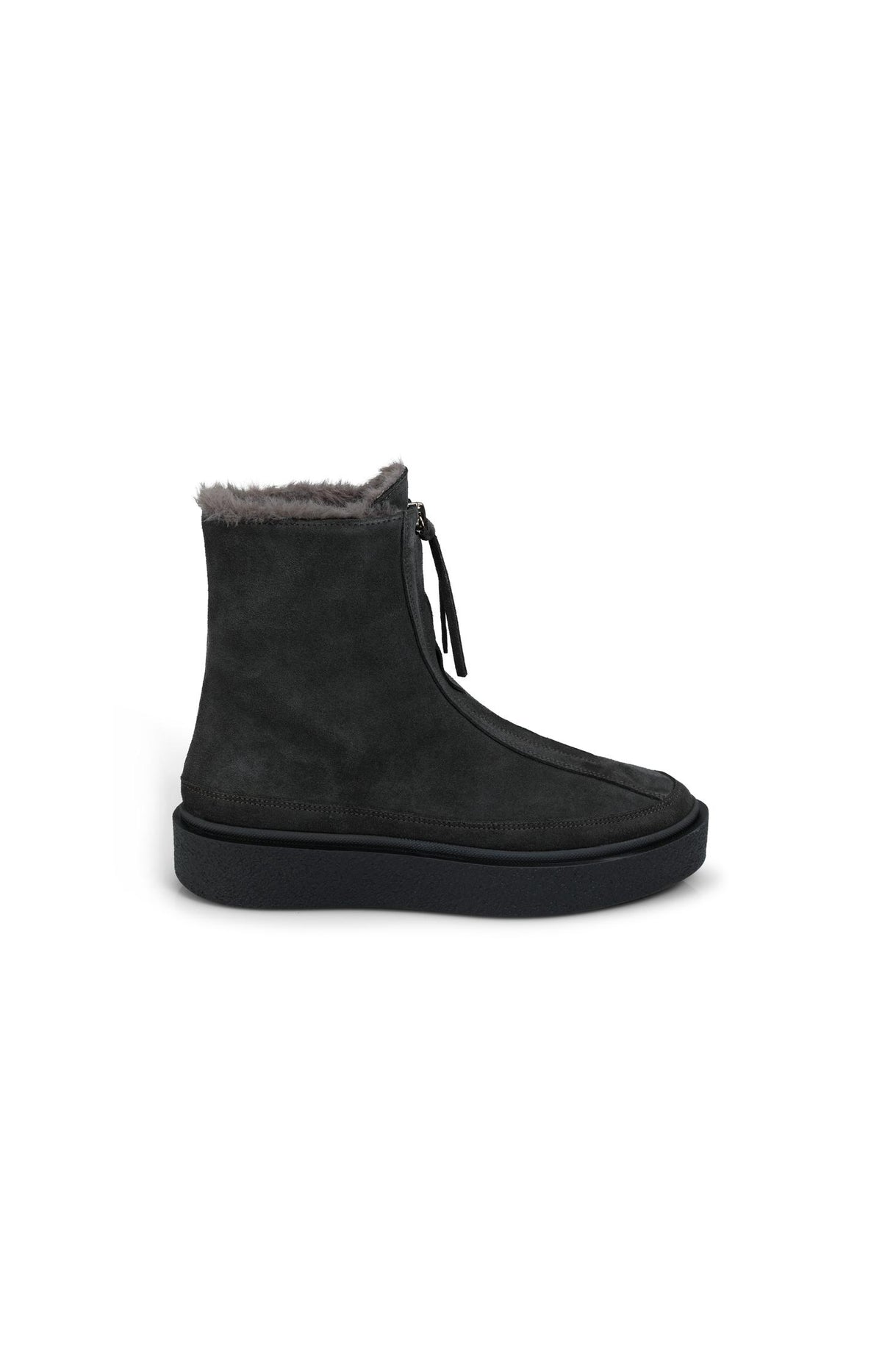 Suede ankle boots with zip and soft lining - Hole Black