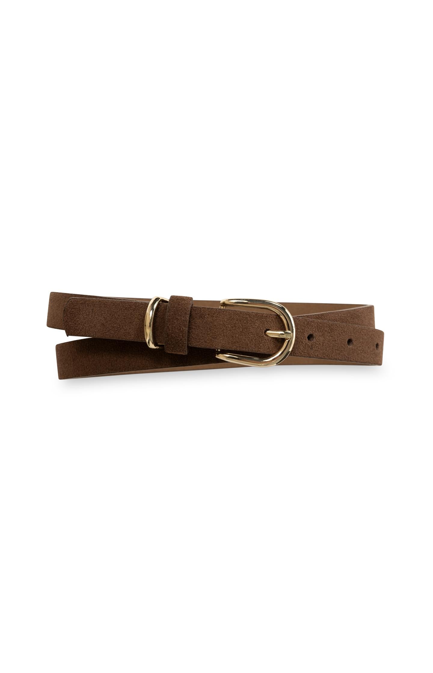 Suede belt with round buckle and metal loop - Type: product