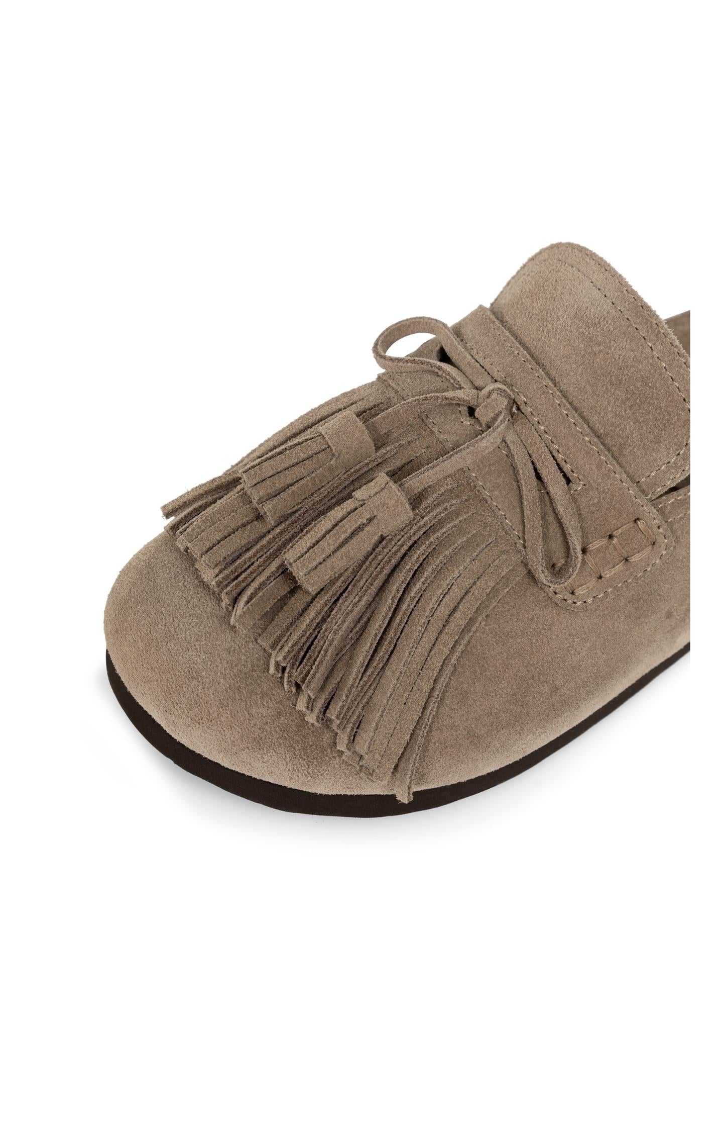 Suede mules with tassels