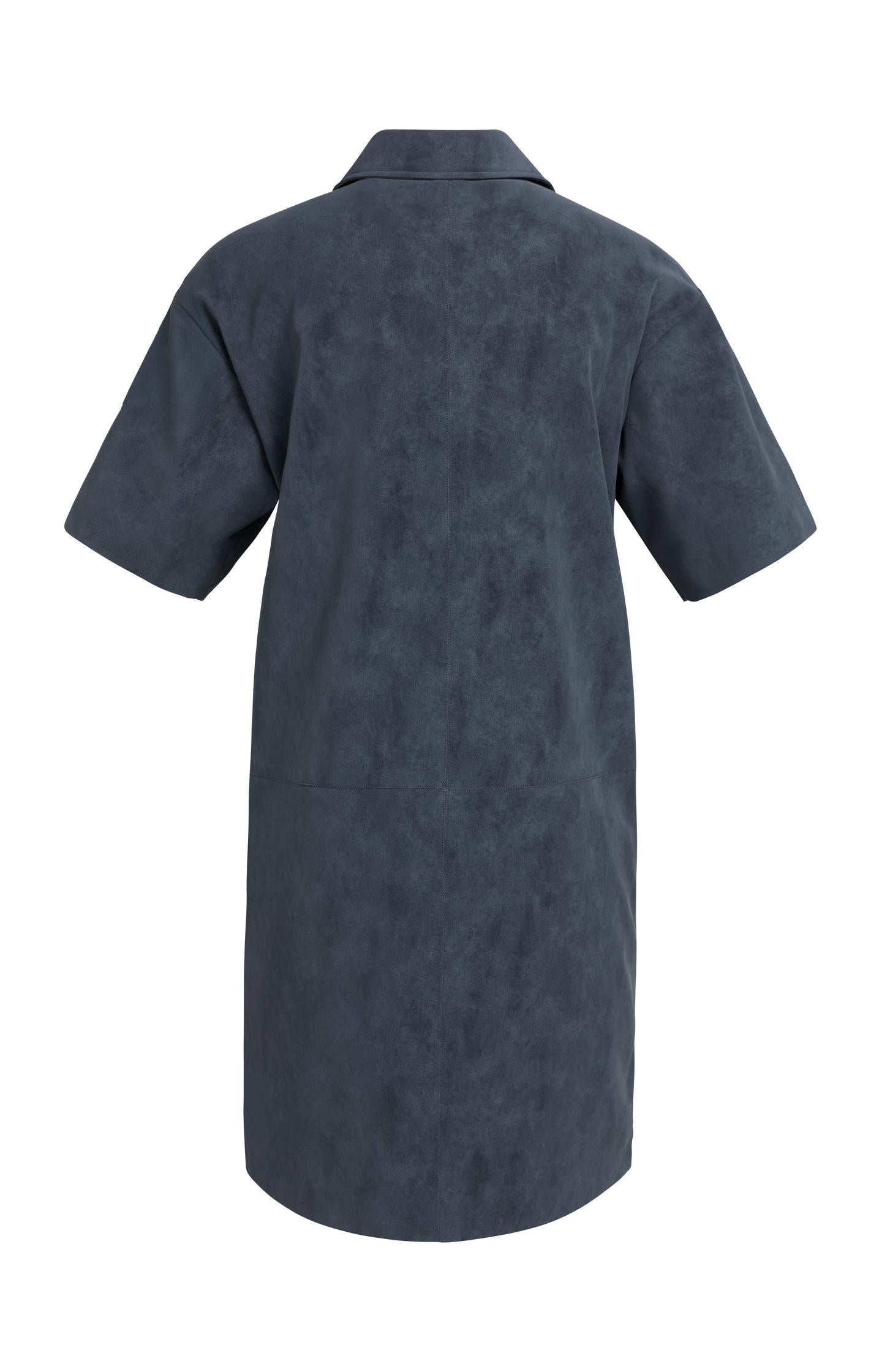 Suedine dress with short sleeves