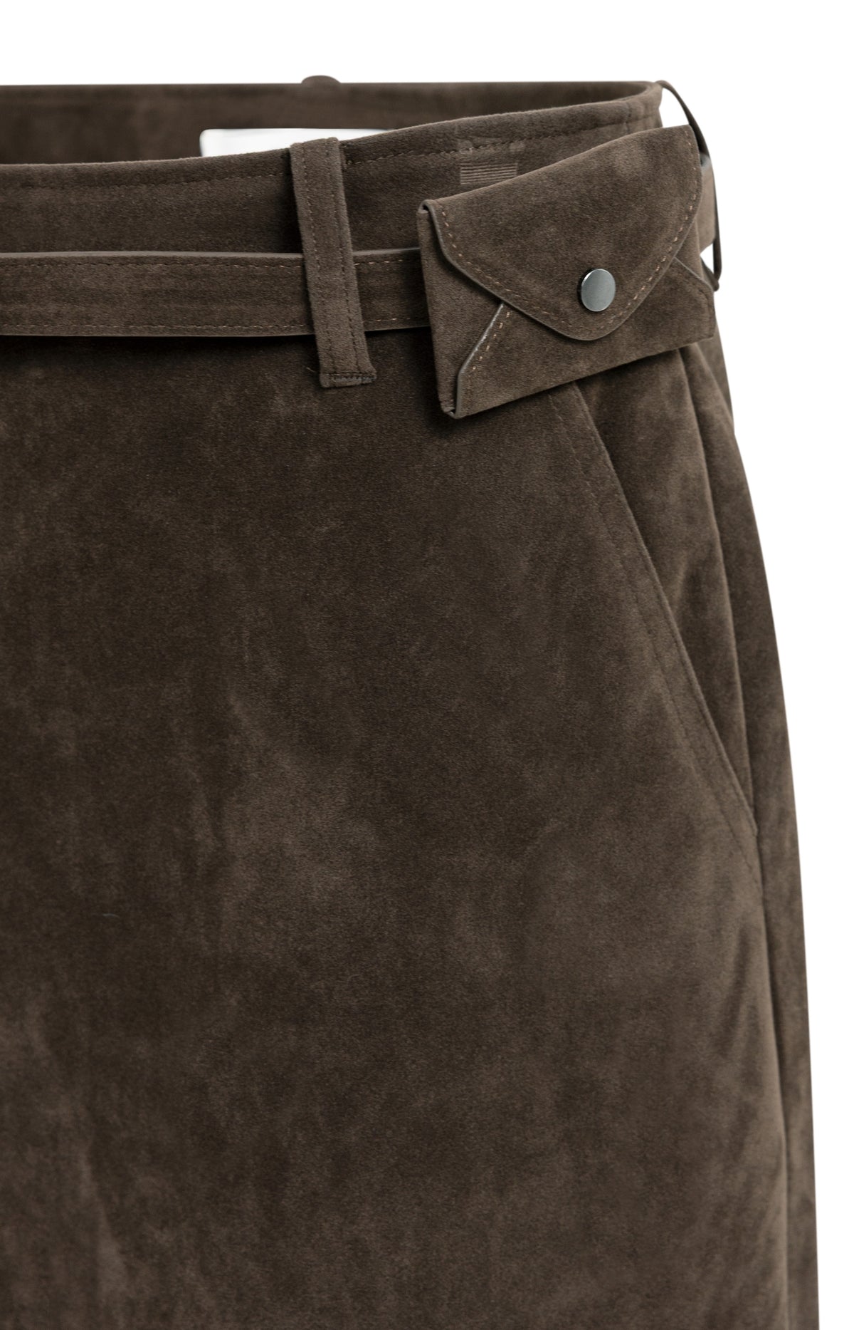 Suedine mini skirt with belt detail - Delicioso Brown