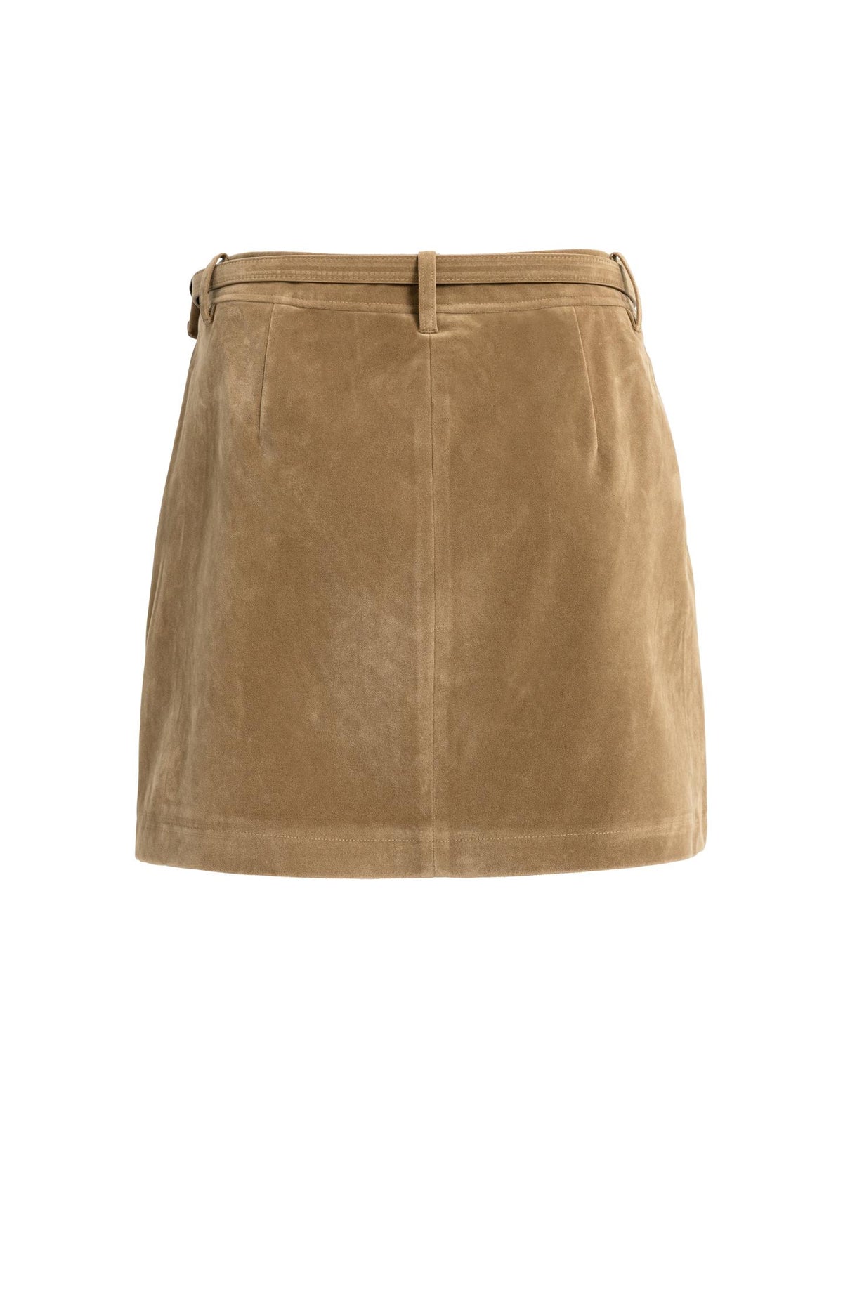 Minirock aus Velourslederimitat mit Gürteldetail - Otter Brown