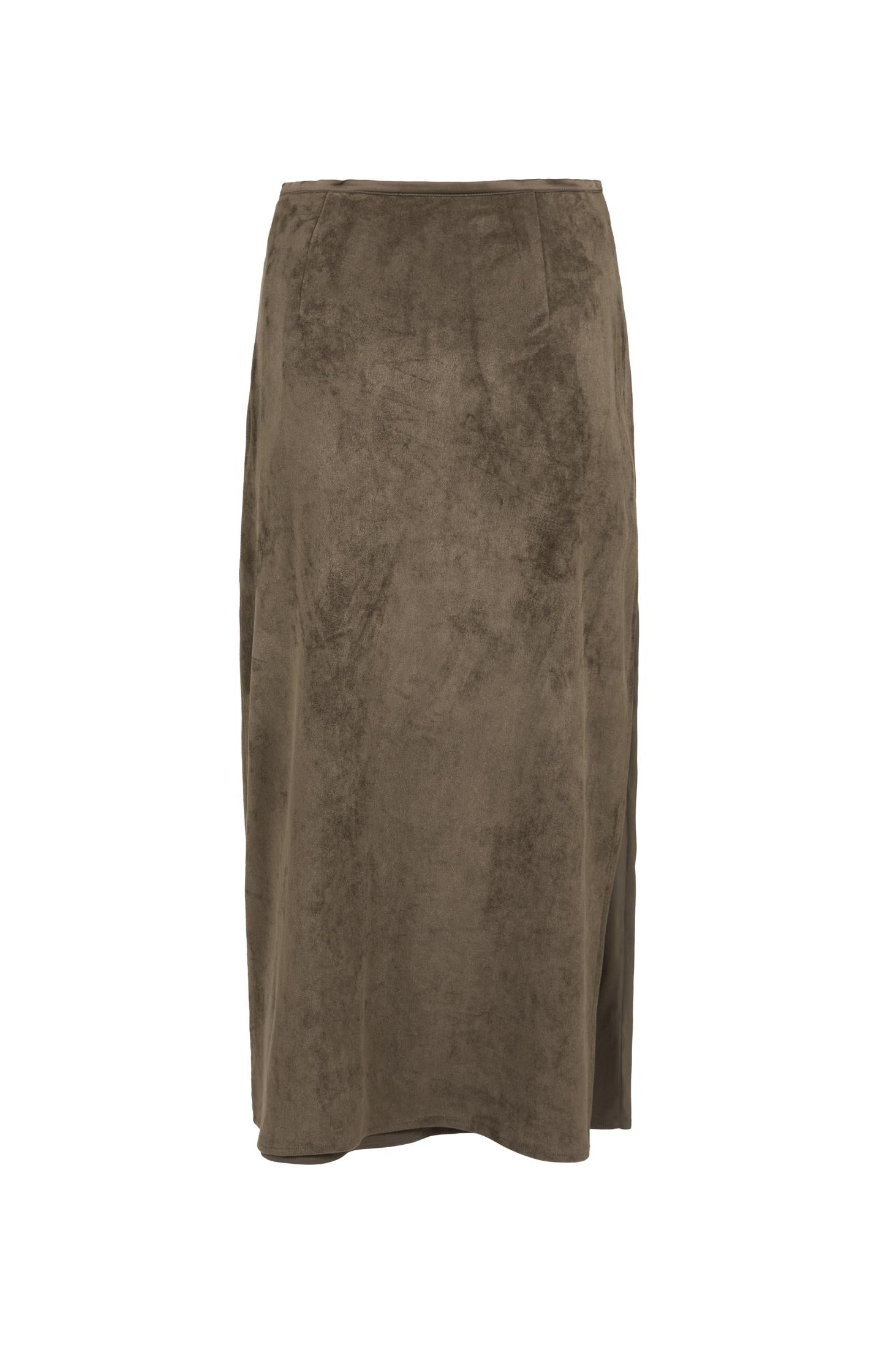 Suedine skirt with layered detail