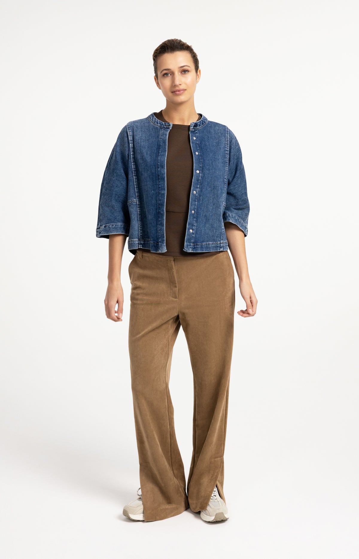 Suedine wide leg trousers - Type: product