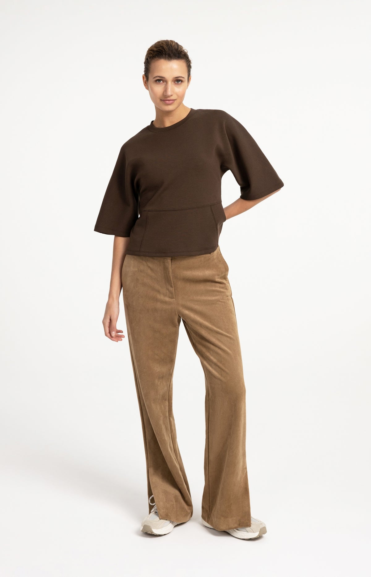 Suedine wide leg trousers - Type: product