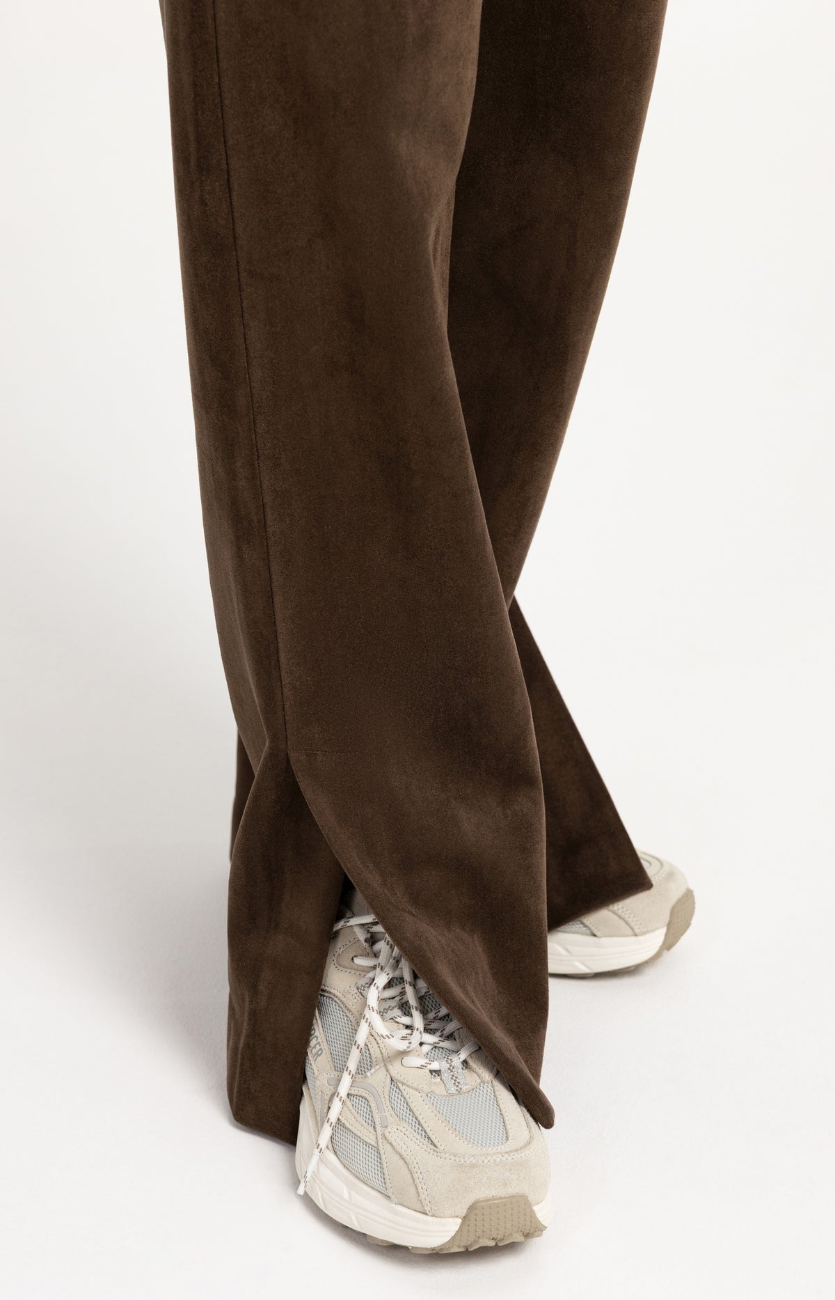 Suedine wide leg trousers