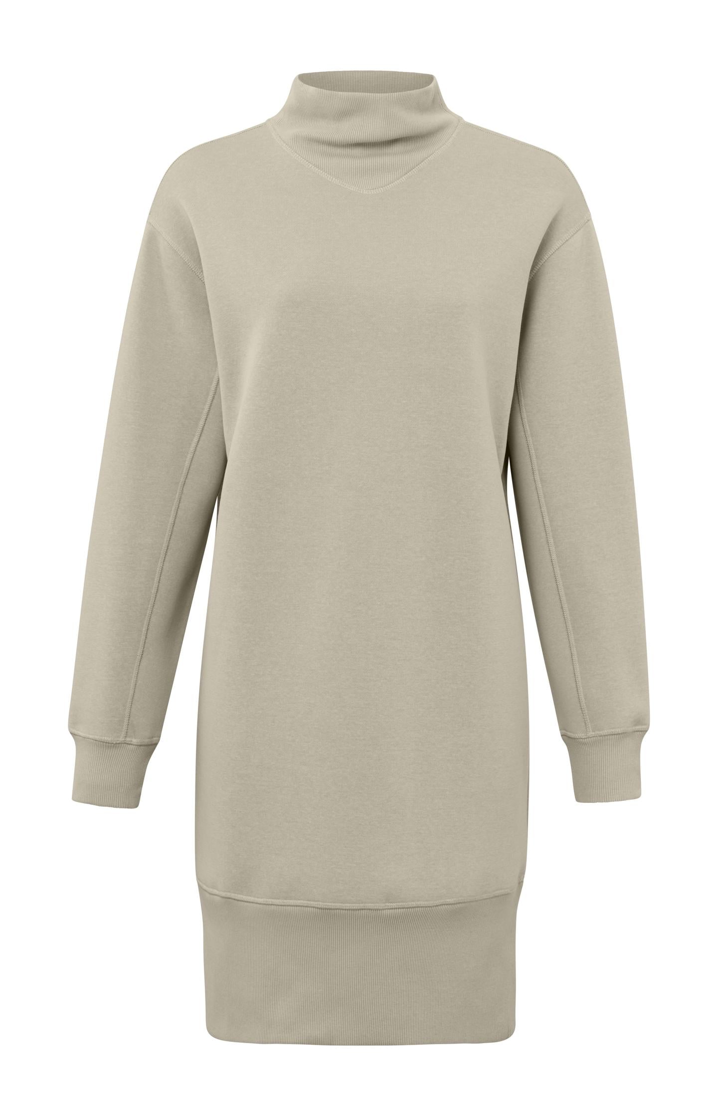 Sweat dress with high neck, long sleeves and dropped shoulde - Type: product