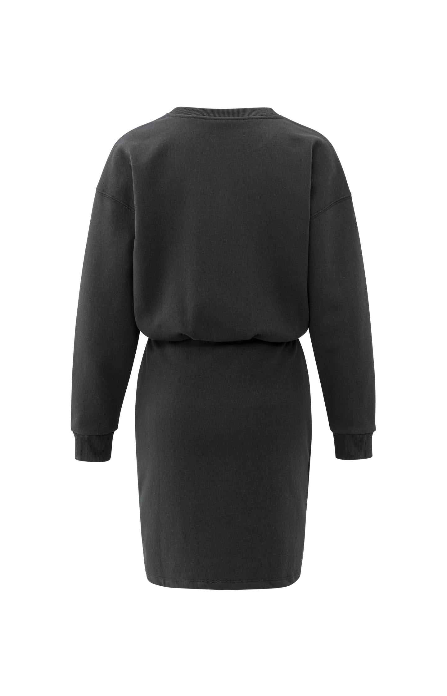 Sweat dress with pleat, buckle and round neck