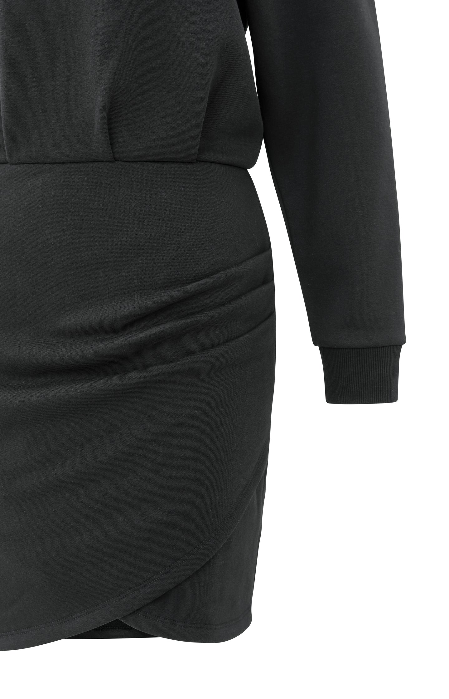 Sweat dress with pleat, buckle and round neck