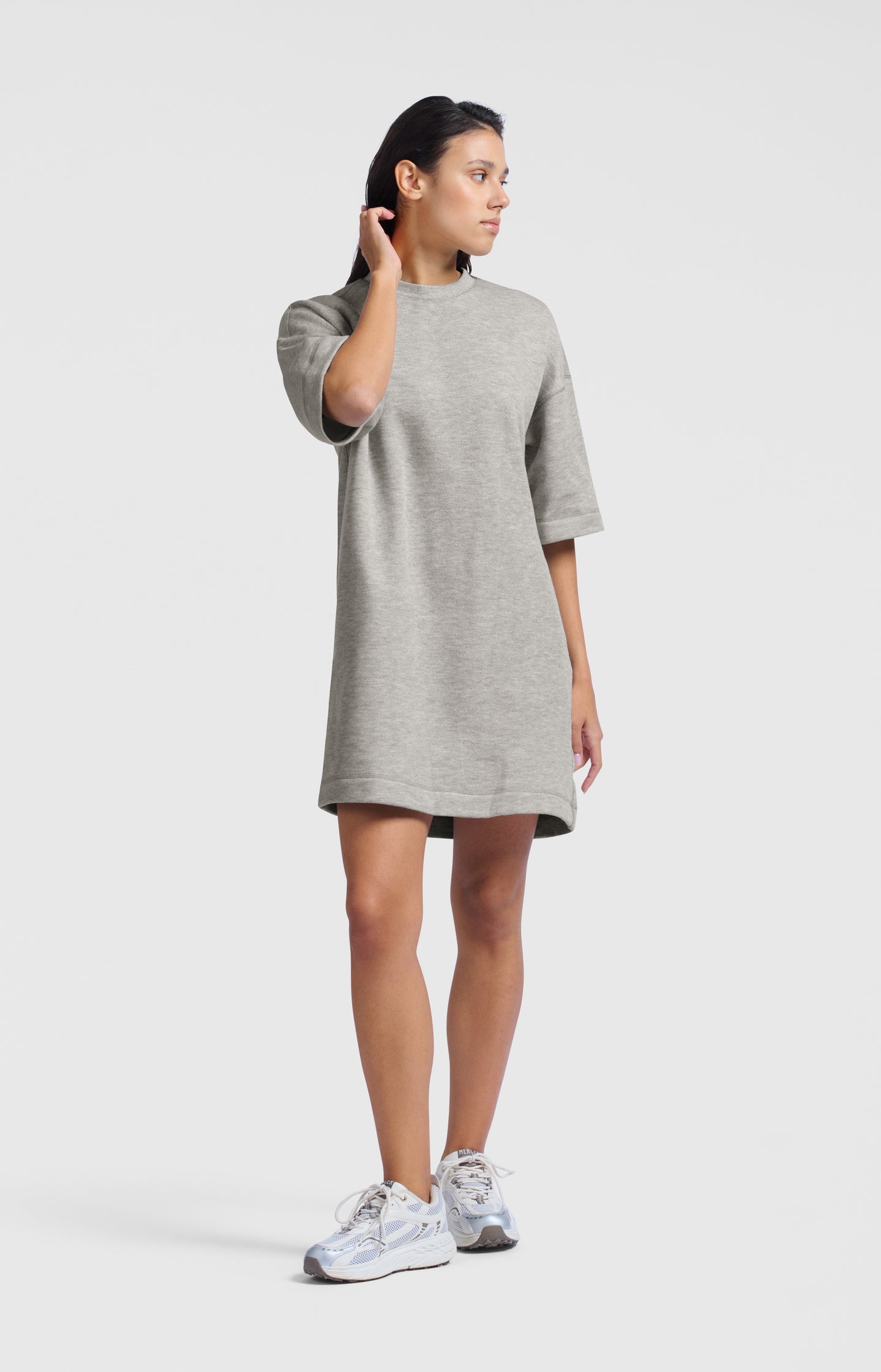 Sweat dress with round neckline
