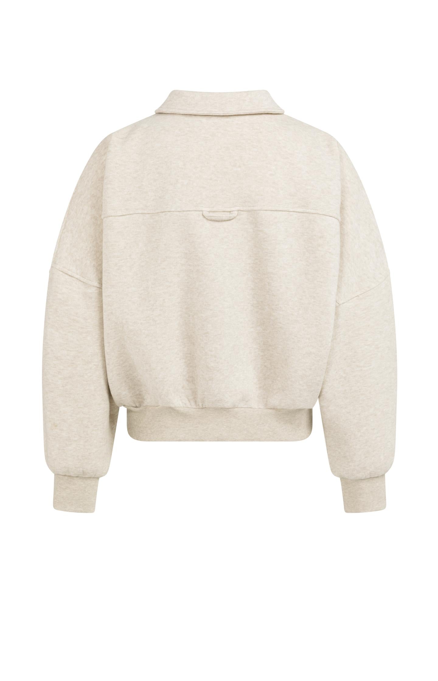 Sweat jacket with patch pockets and zip front closure