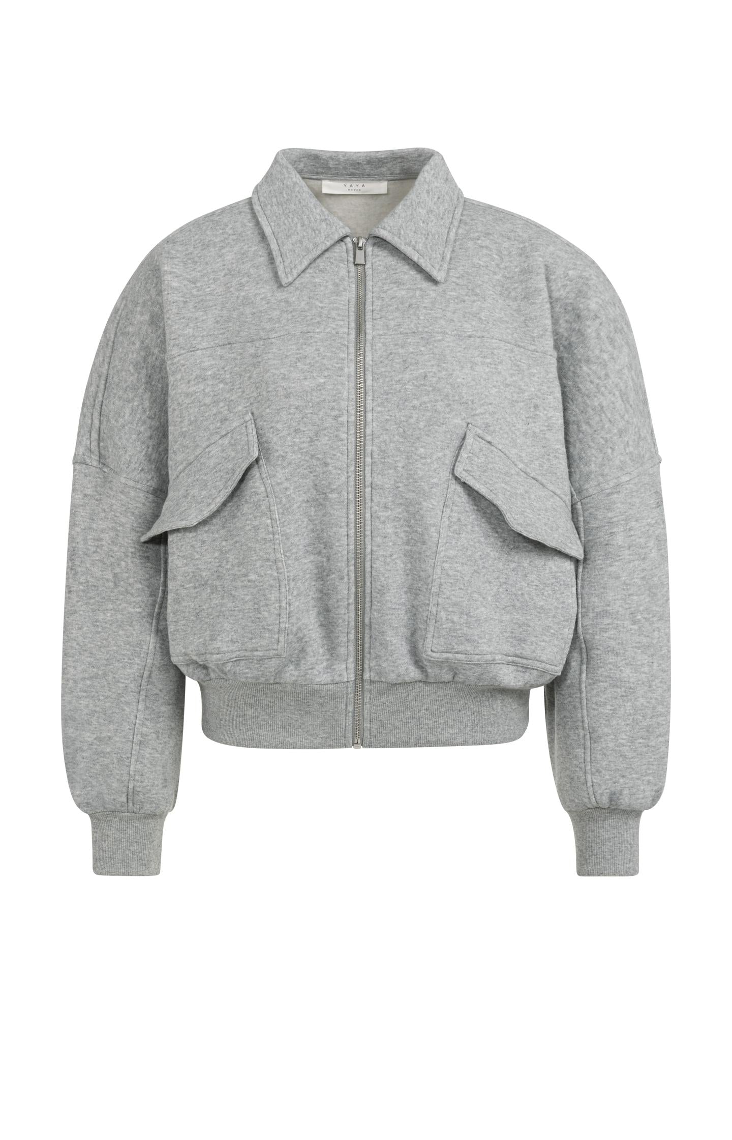 Sweat jacket with patch pockets and zip front closure - Type: lookbook