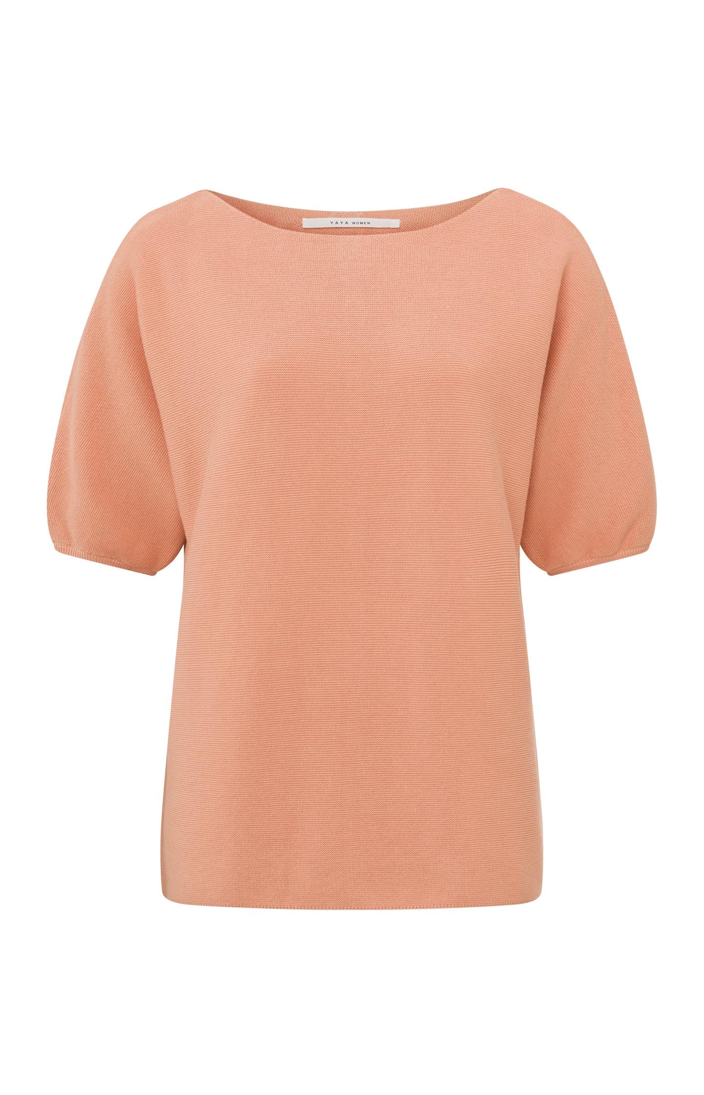 Sweater with boatneck and short balloon sleeves in cotton - Type: product